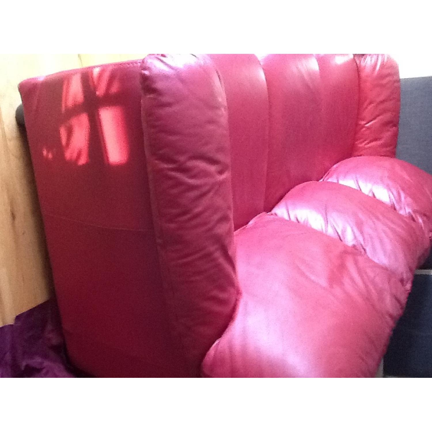 Red Leather Sofa - image-1