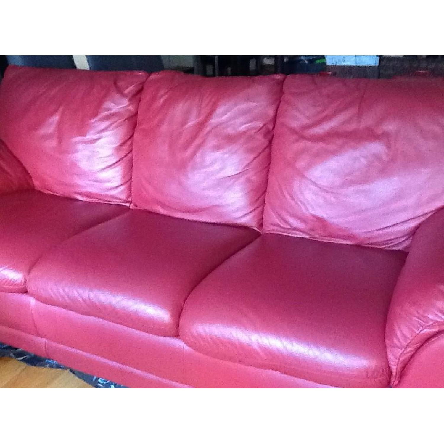 Red Leather Sofa - image-4