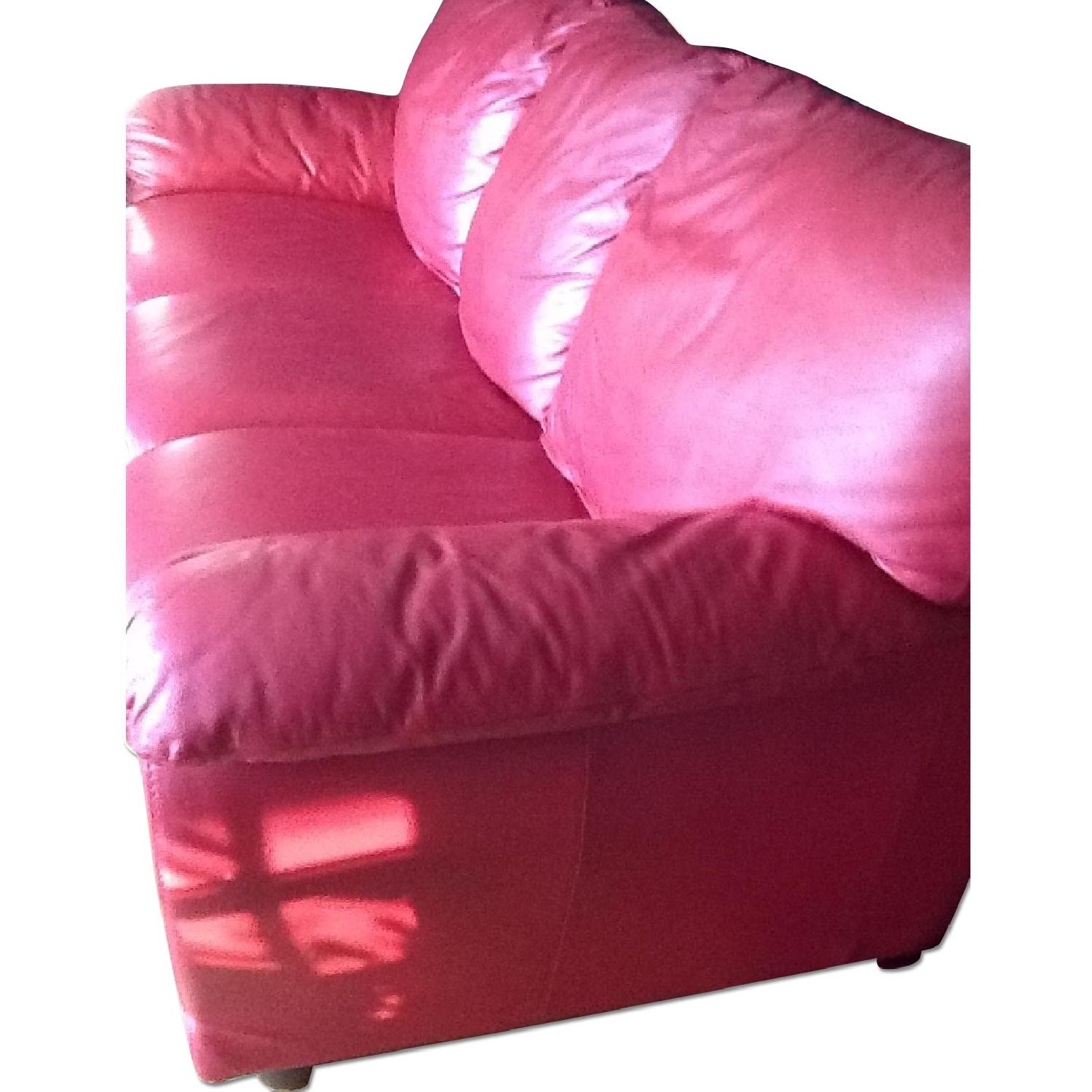 Red Leather Sofa - image-0