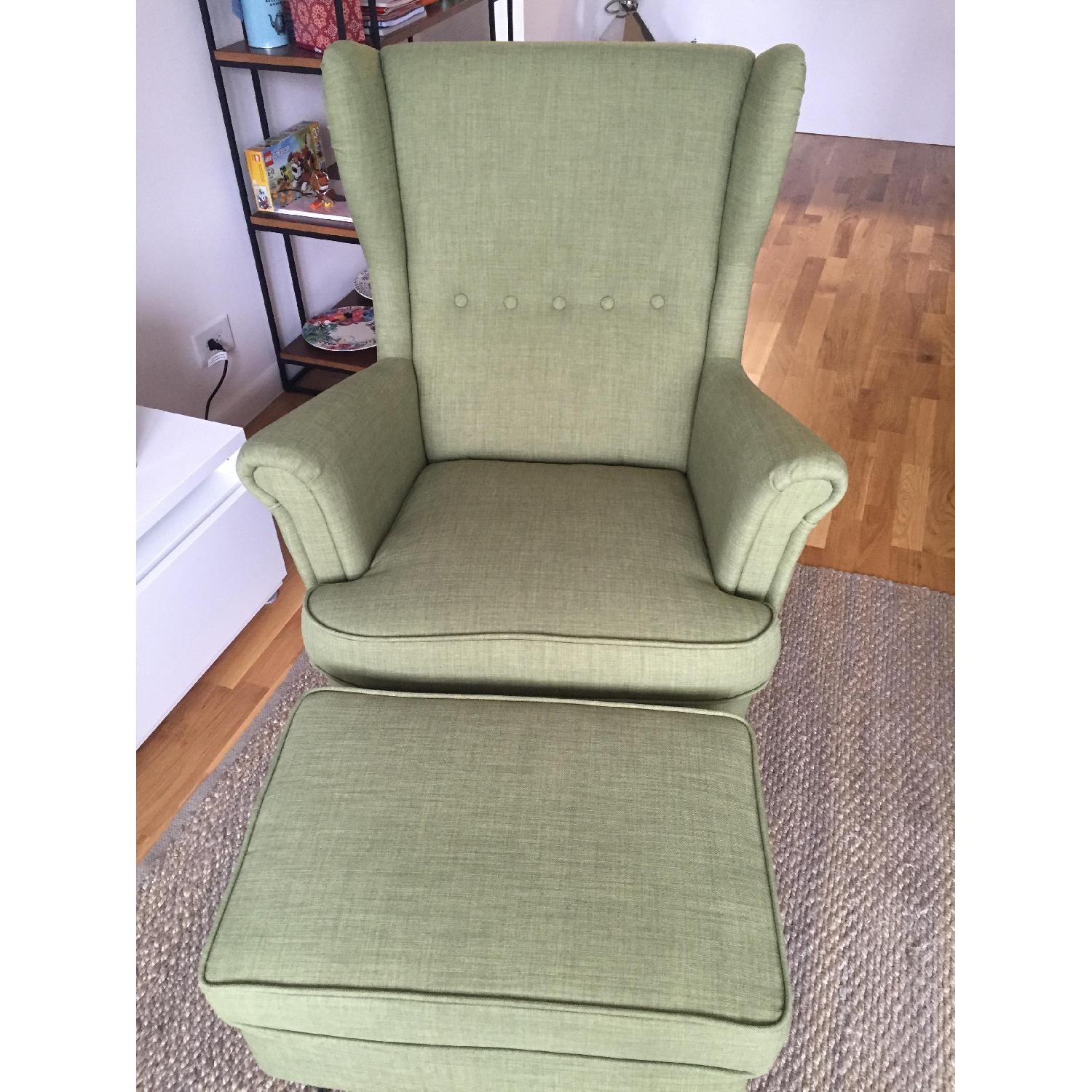 Ikea Strandmon Pistachio Wing Chair & Ottoman - image-1