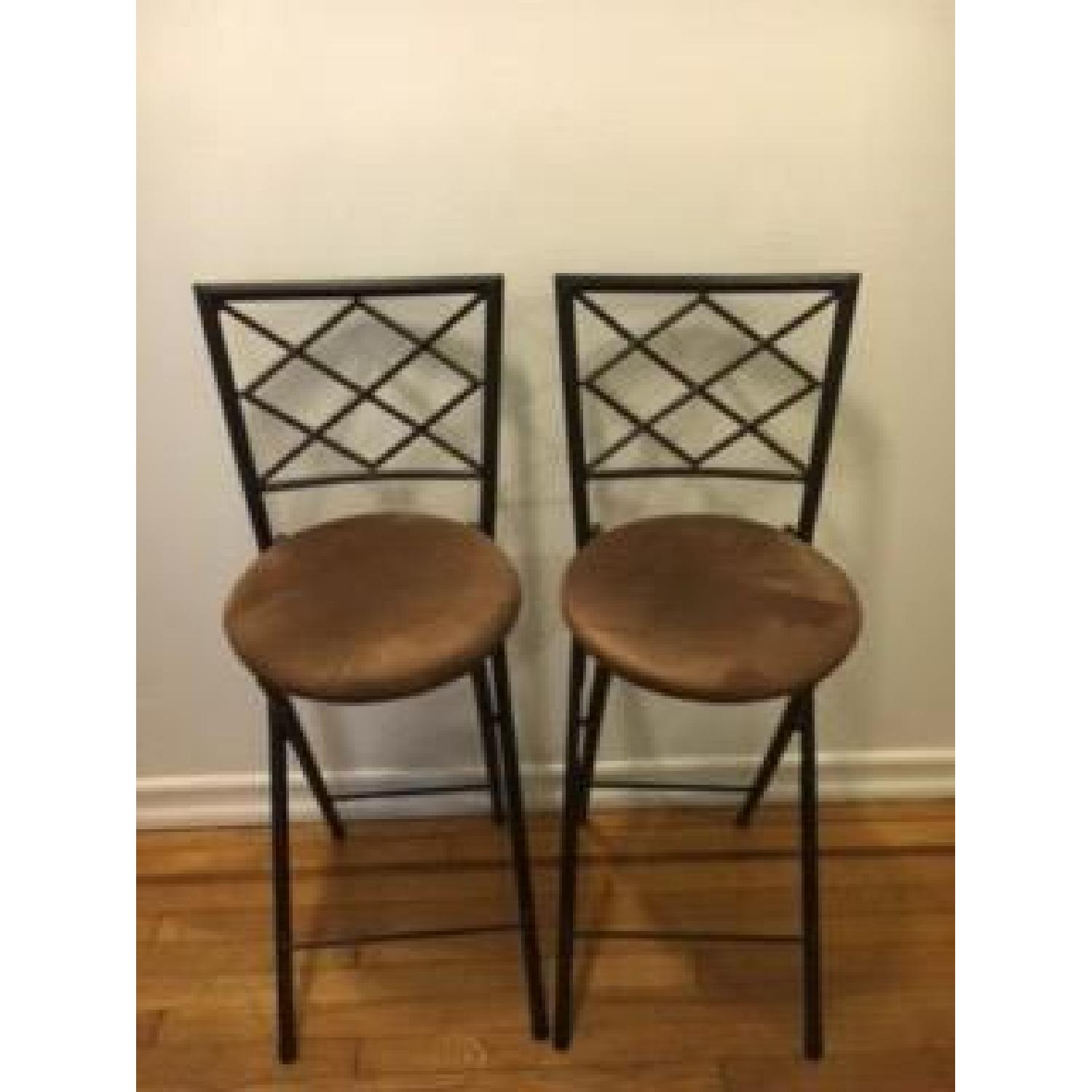 Diamond X-Back Folding Bronze Barstool - image-1