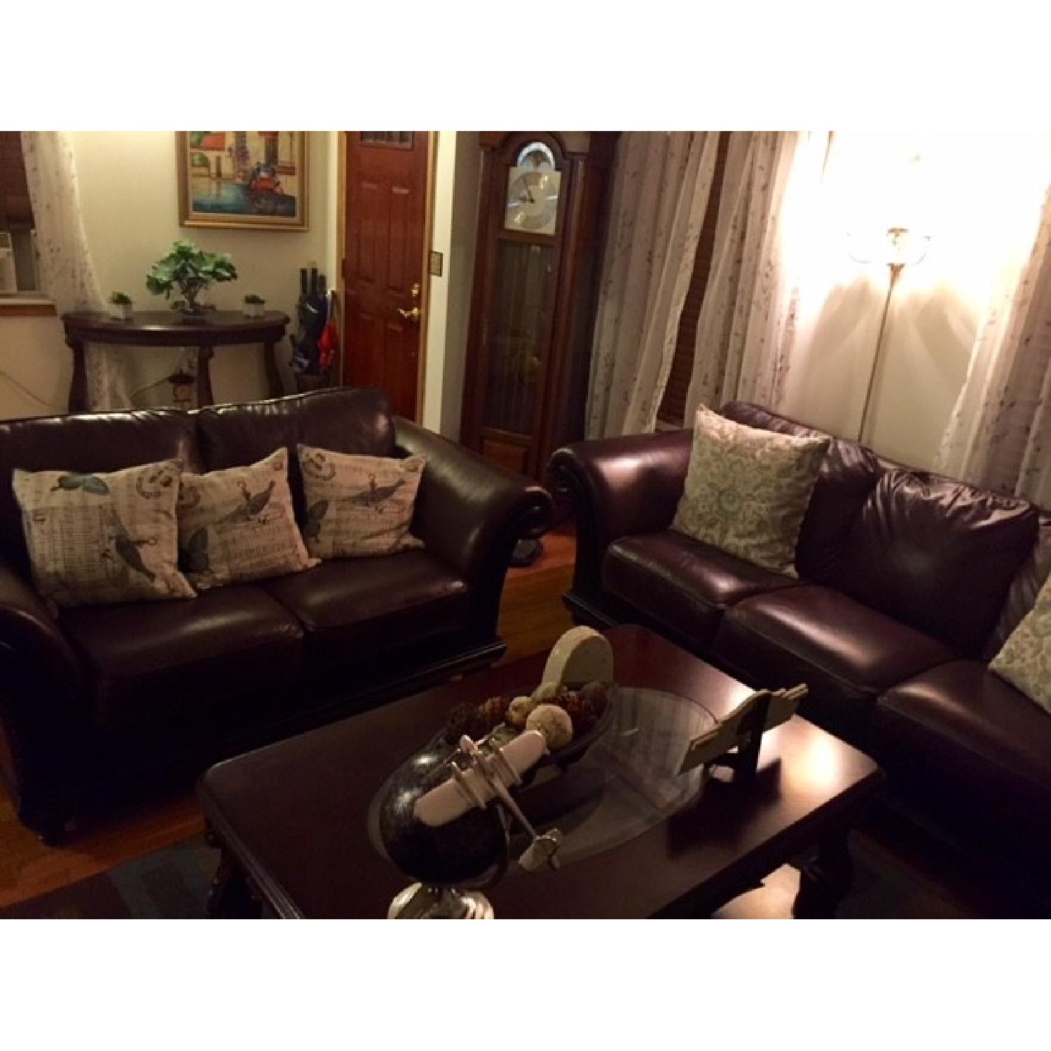 Jennifer Convertibles Leather 3 Seater Sofa + Loveseat - image-3