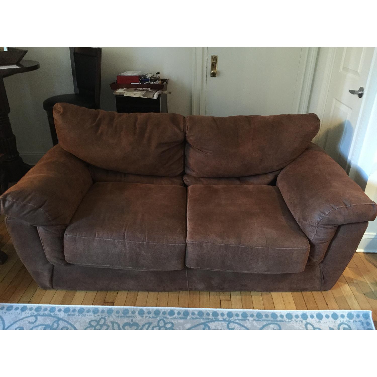 American Signature Furniture Microfiber Brown Couch - image-1