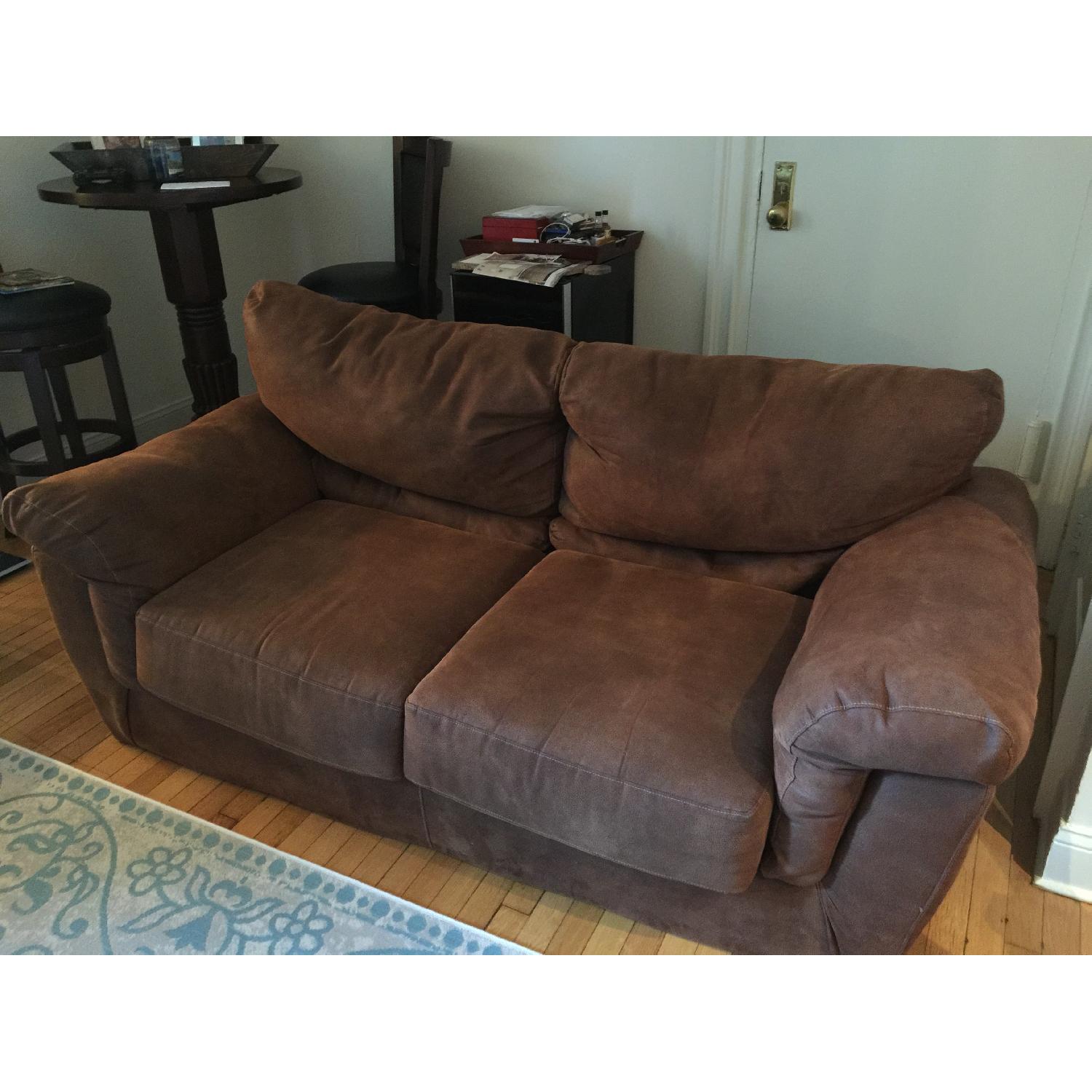 American Signature Furniture Microfiber Brown Couch - image-3