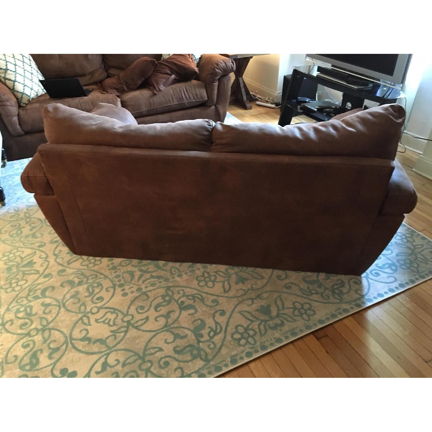 American Signature Furniture Microfiber Brown Couch - image-5