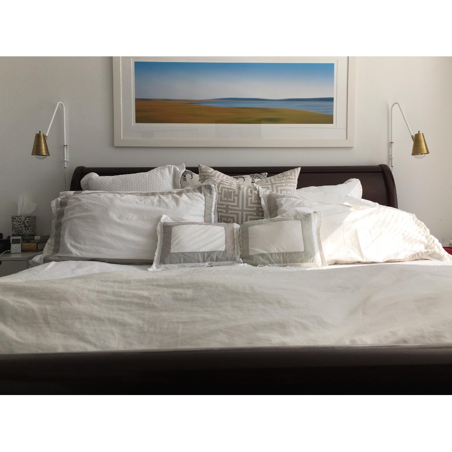 Restoration Hardware Marston King Sleigh Bed frame in Dark Cherry w/ Footboard - image-3