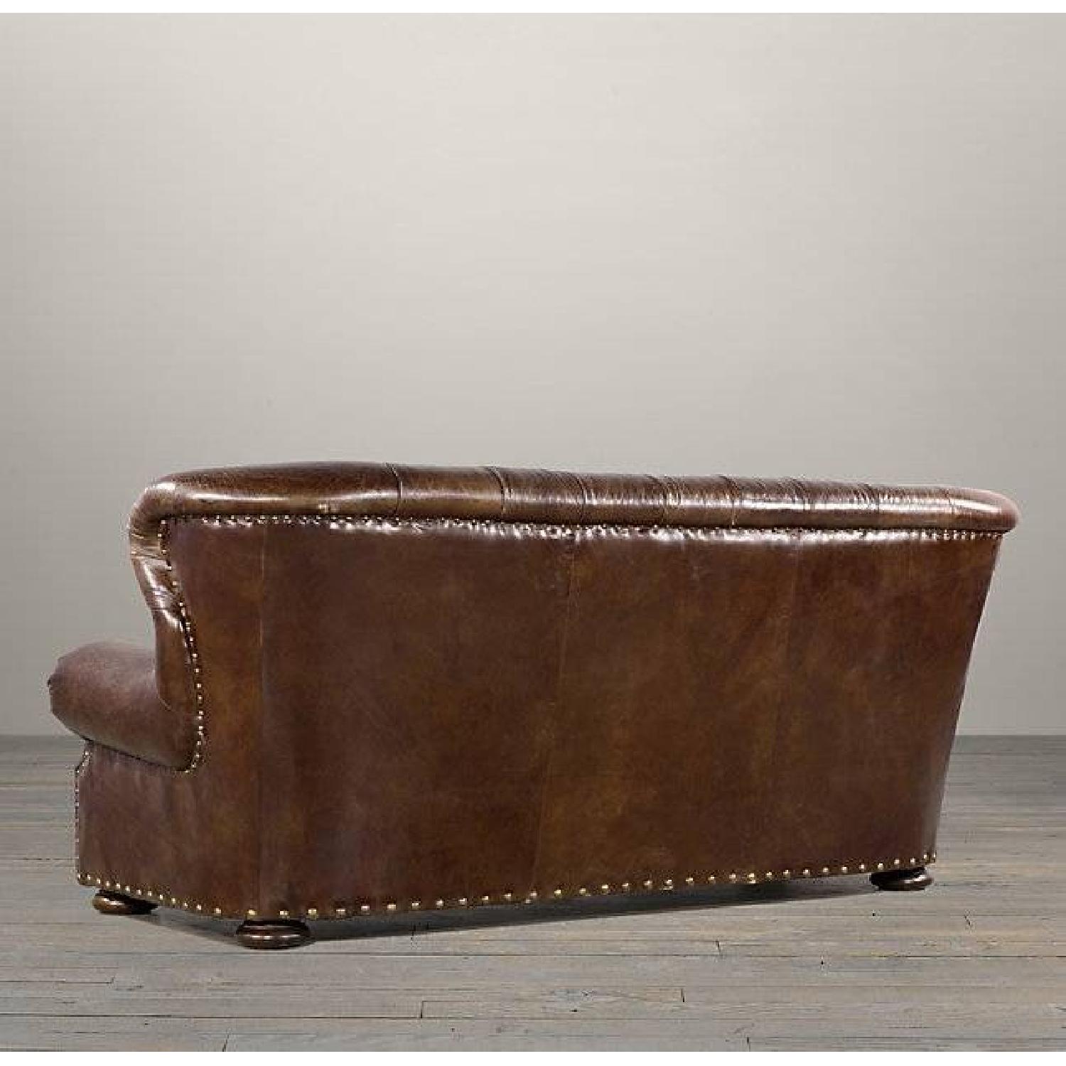 Restoration Hardware Churchill Leather Sofa w/ Nailheads in Vintage Cigar AptDeco
