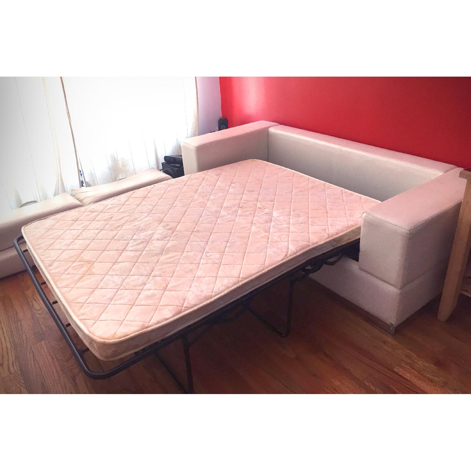 Modern White Leather Sofa Bed - image-5