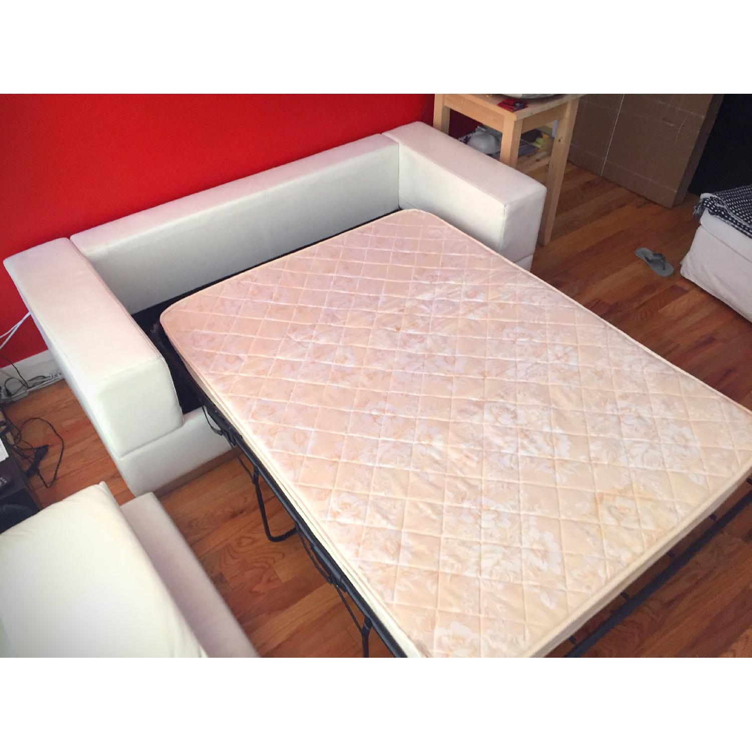 Modern White Leather Sofa Bed - image-6