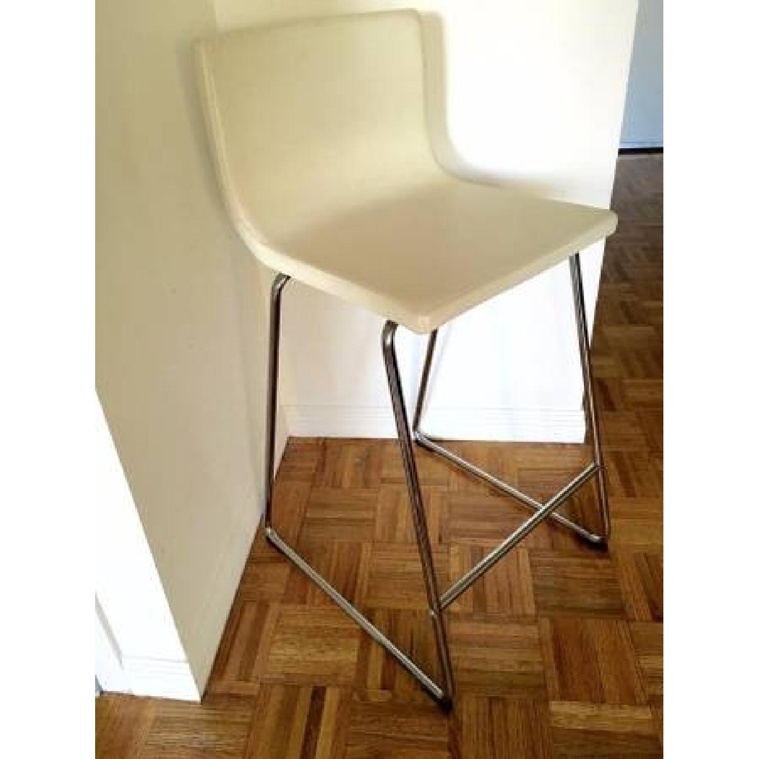 Ikea White Leather Bar Stool - AptDeco