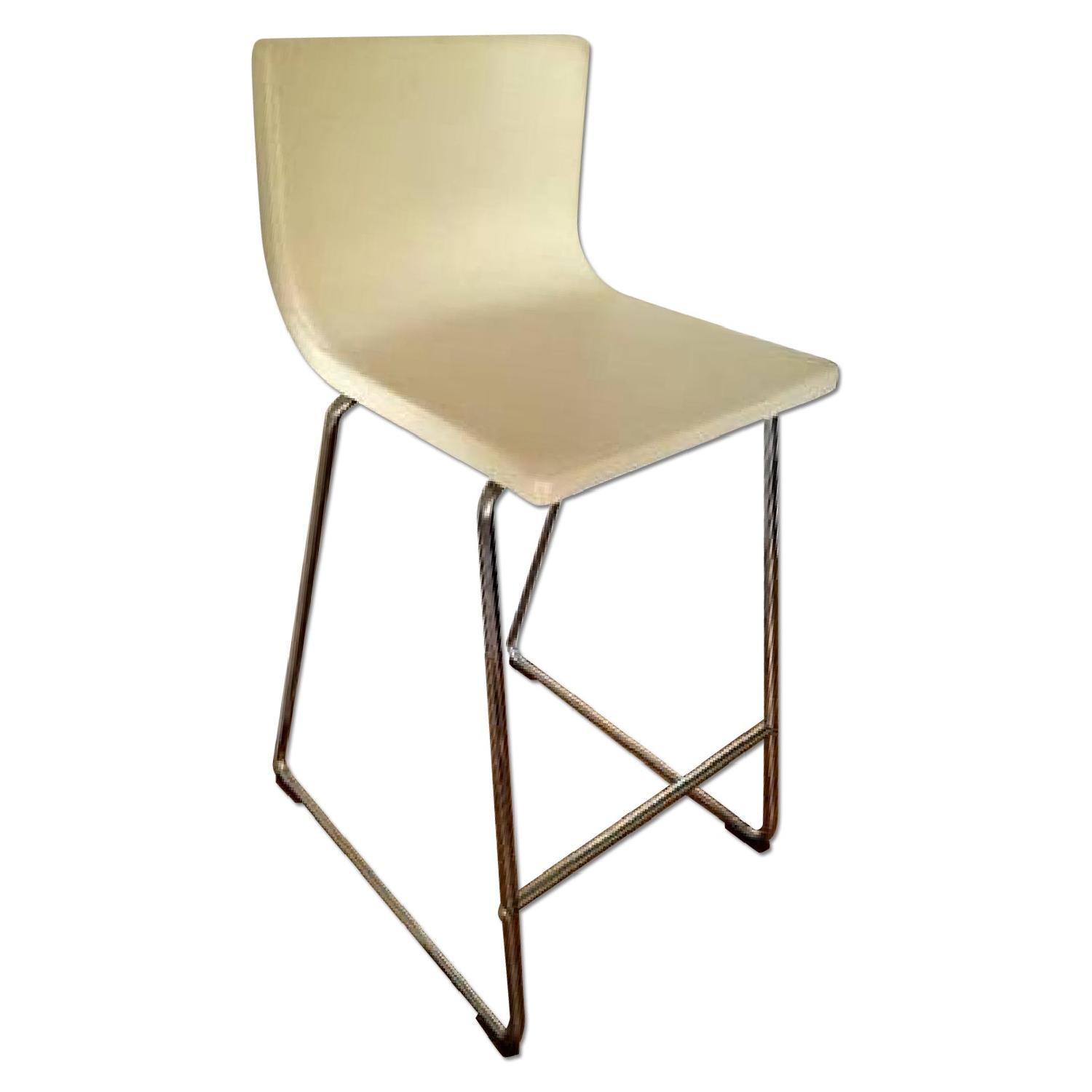 Ikea White Leather Bar Stool AptDeco