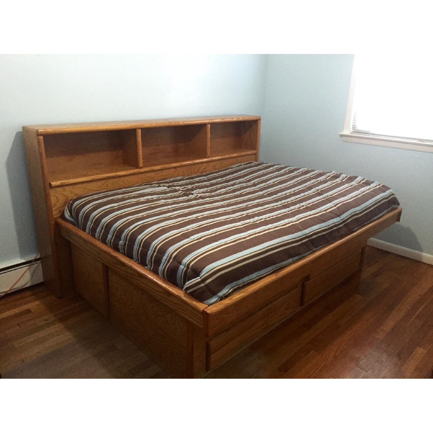 Full Size Platform Bed w/ Bookshelf Headboard - image-1