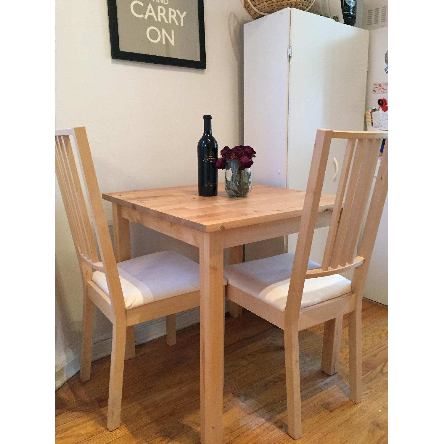 Ikea Blonde Wood Kitchen Table w/ 2 Chairs - image-1