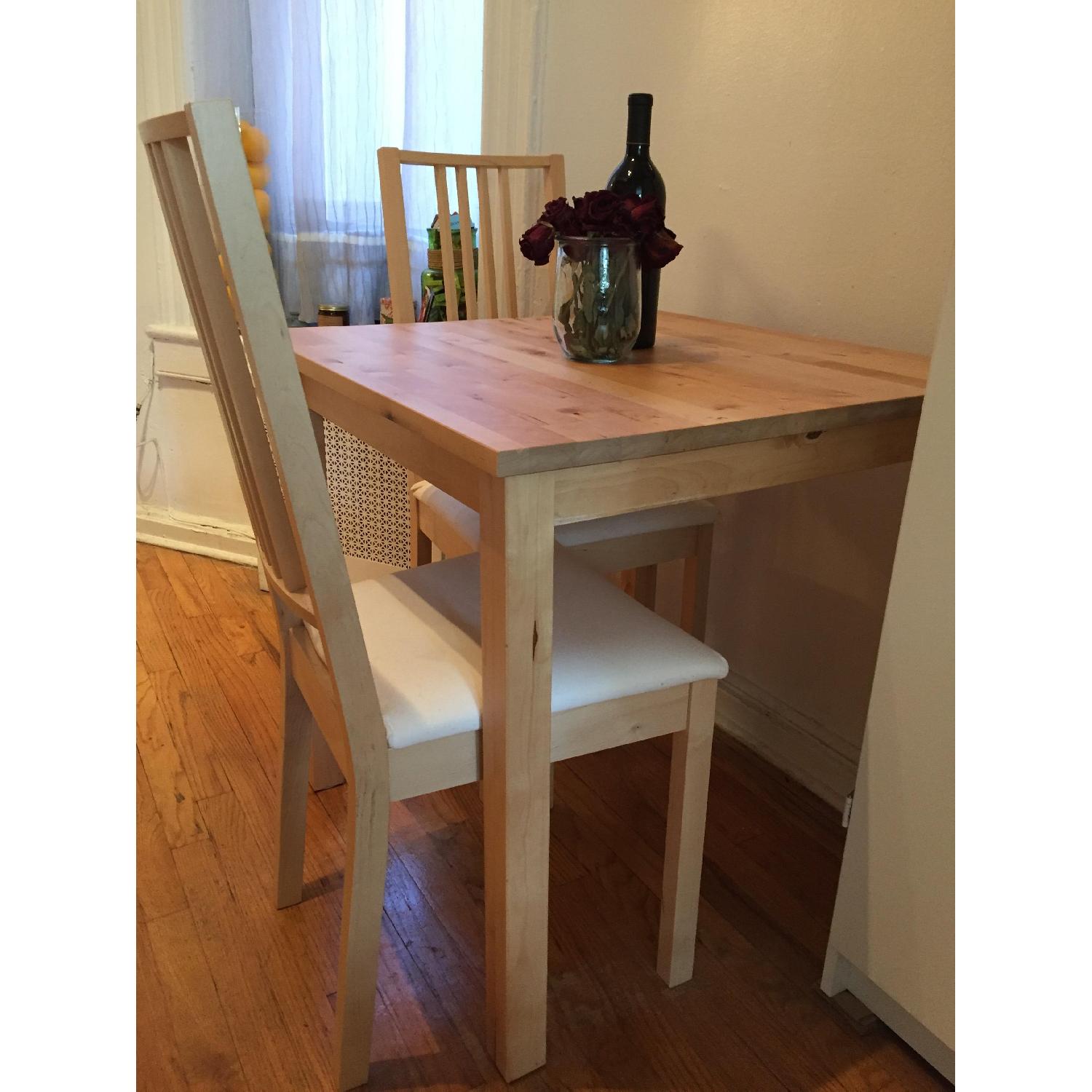 Ikea Blonde Wood Kitchen Table w/ 2 Chairs - image-2