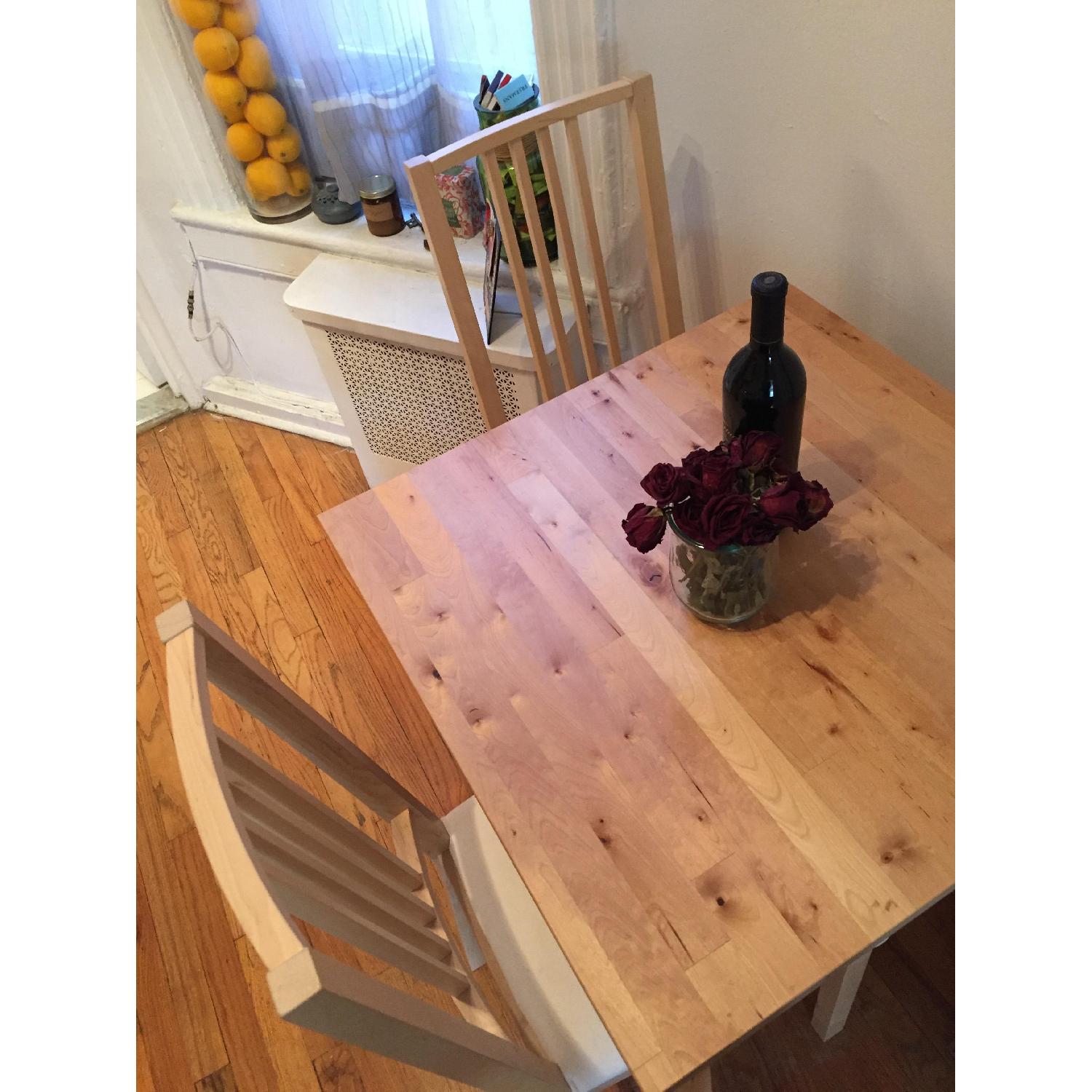 Ikea Blonde Wood Kitchen Table w/ 2 Chairs - image-3