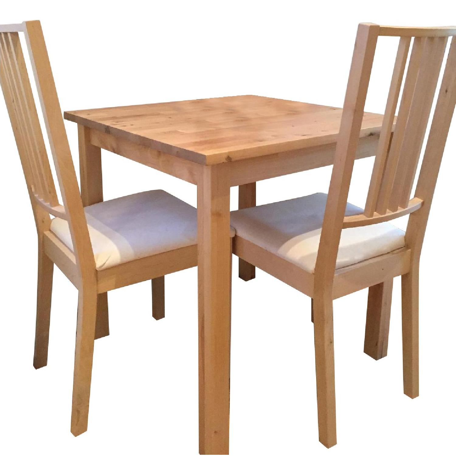 Ikea Blonde Wood Kitchen Table w/ 2 Chairs AptDeco