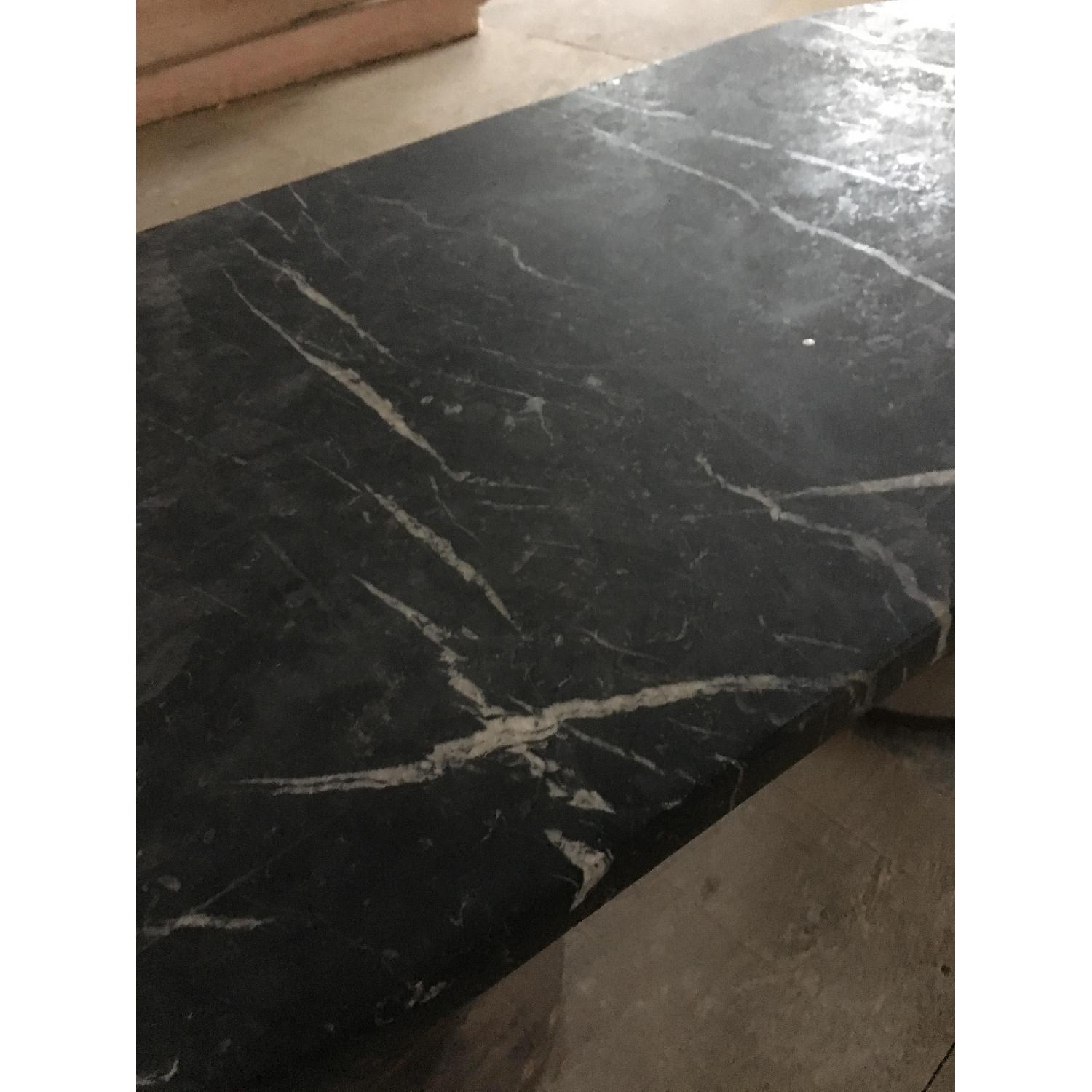 Custom Solid Black Marble & Solid Wood Coffee Table - image-3