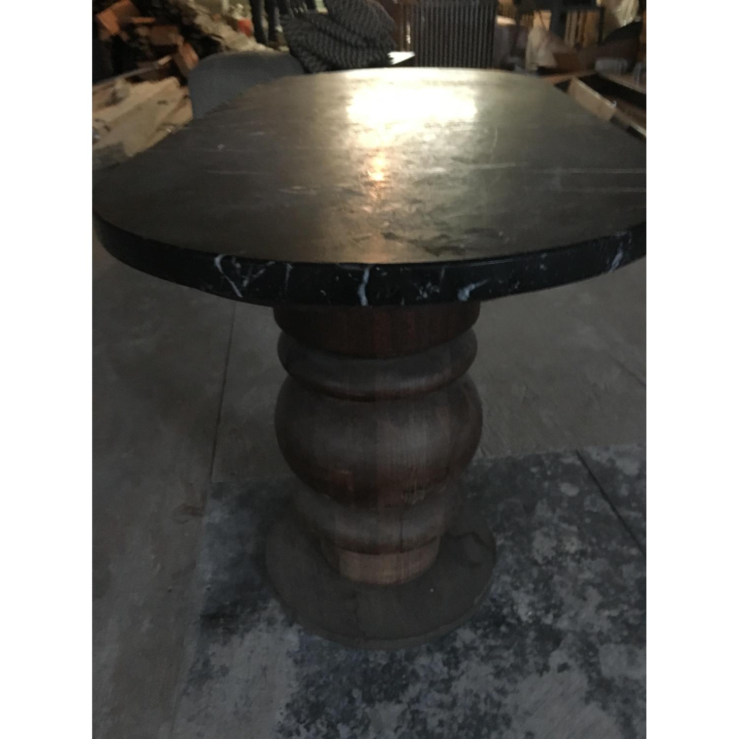 Custom Solid Black Marble & Solid Wood Coffee Table - image-4