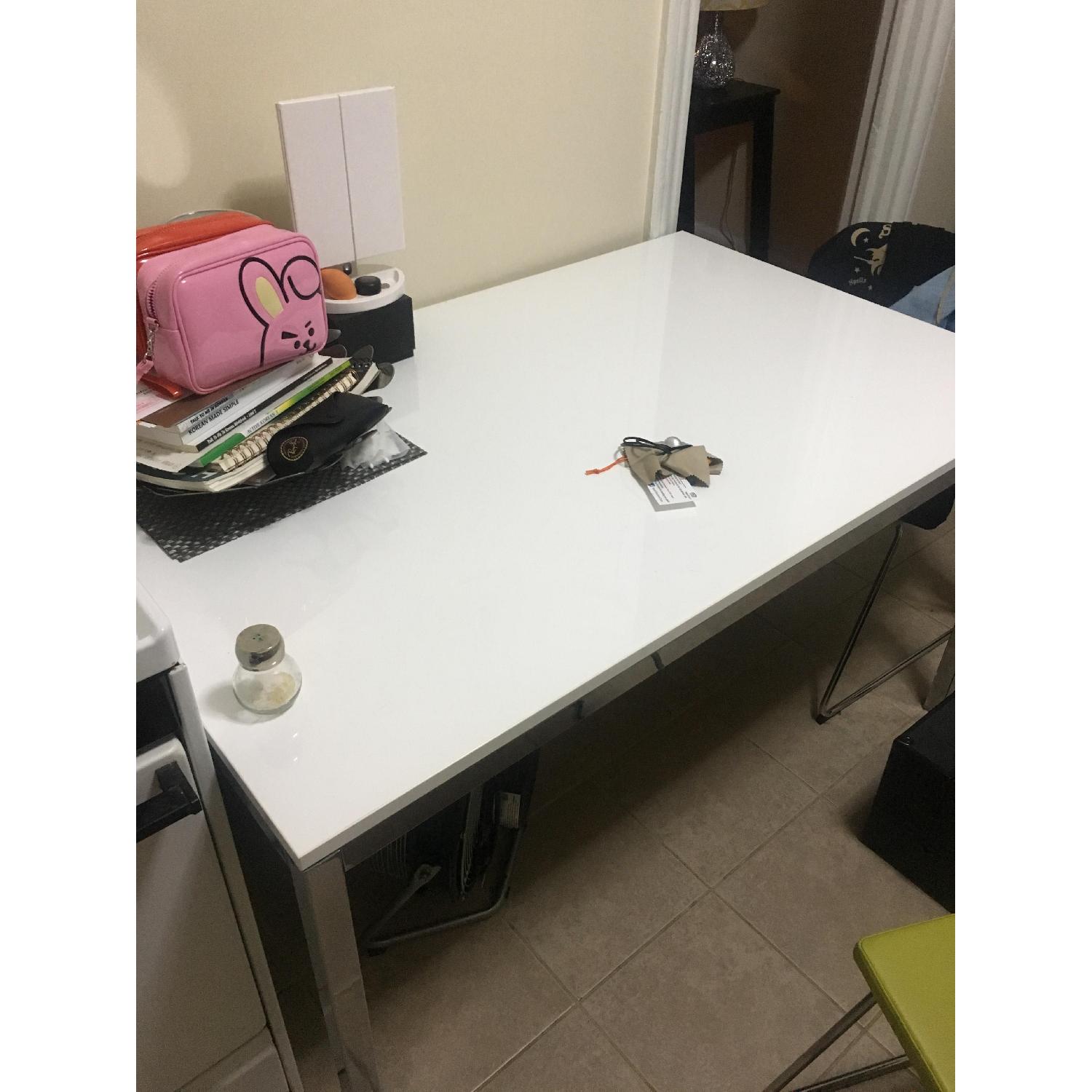 Ikea Torsby White High Gloss Chrome Table - image-3