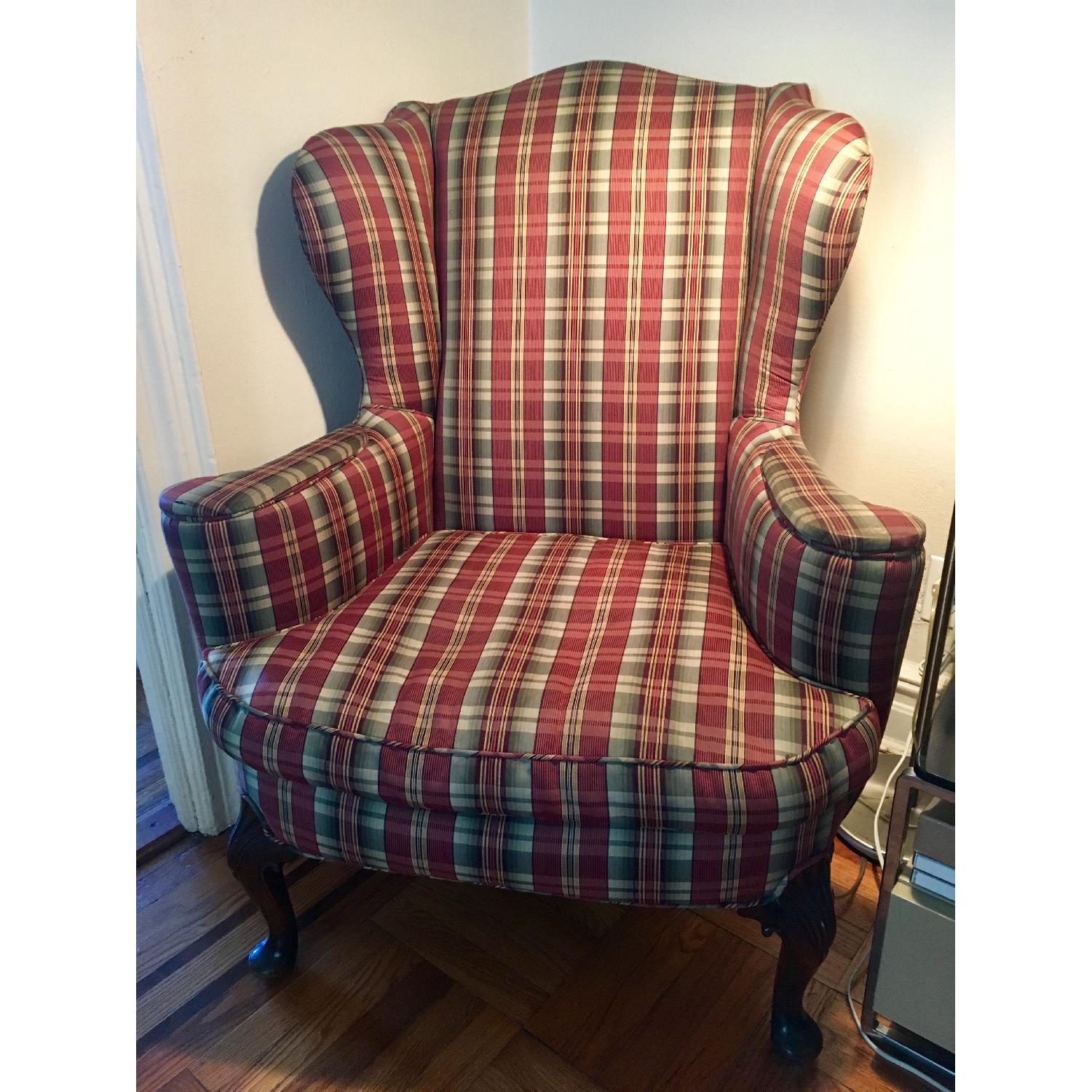 Vintage Queen Anne Antique Wingback Chair - image-1