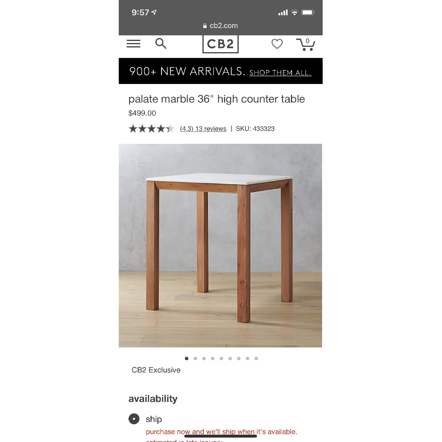 CB2 Marble Counter Height Table - image-1