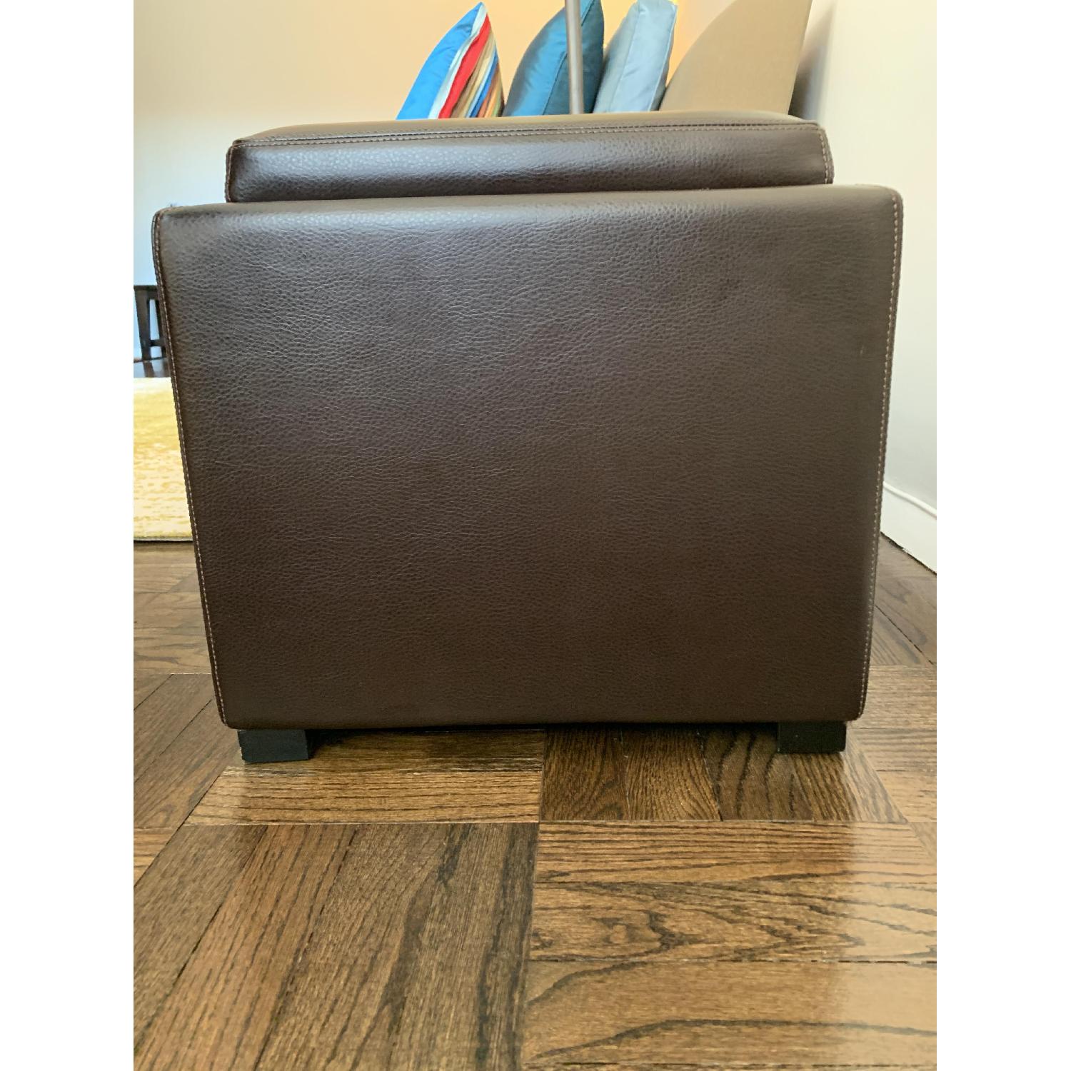 Crate & Barrel Stow Chocolate Leather Storage Ottoman - image-2