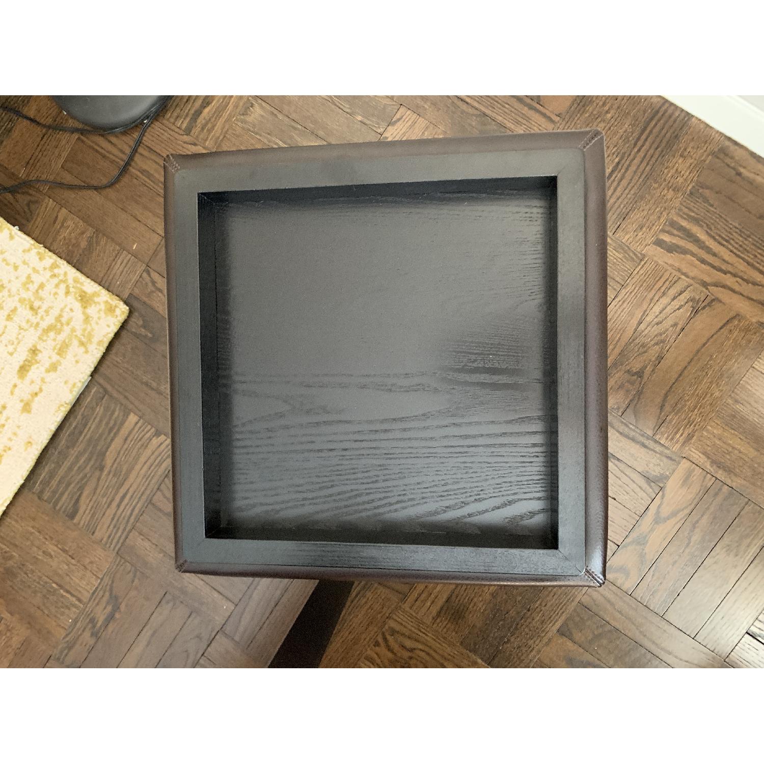 Crate & Barrel Stow Chocolate Leather Storage Ottoman - image-3