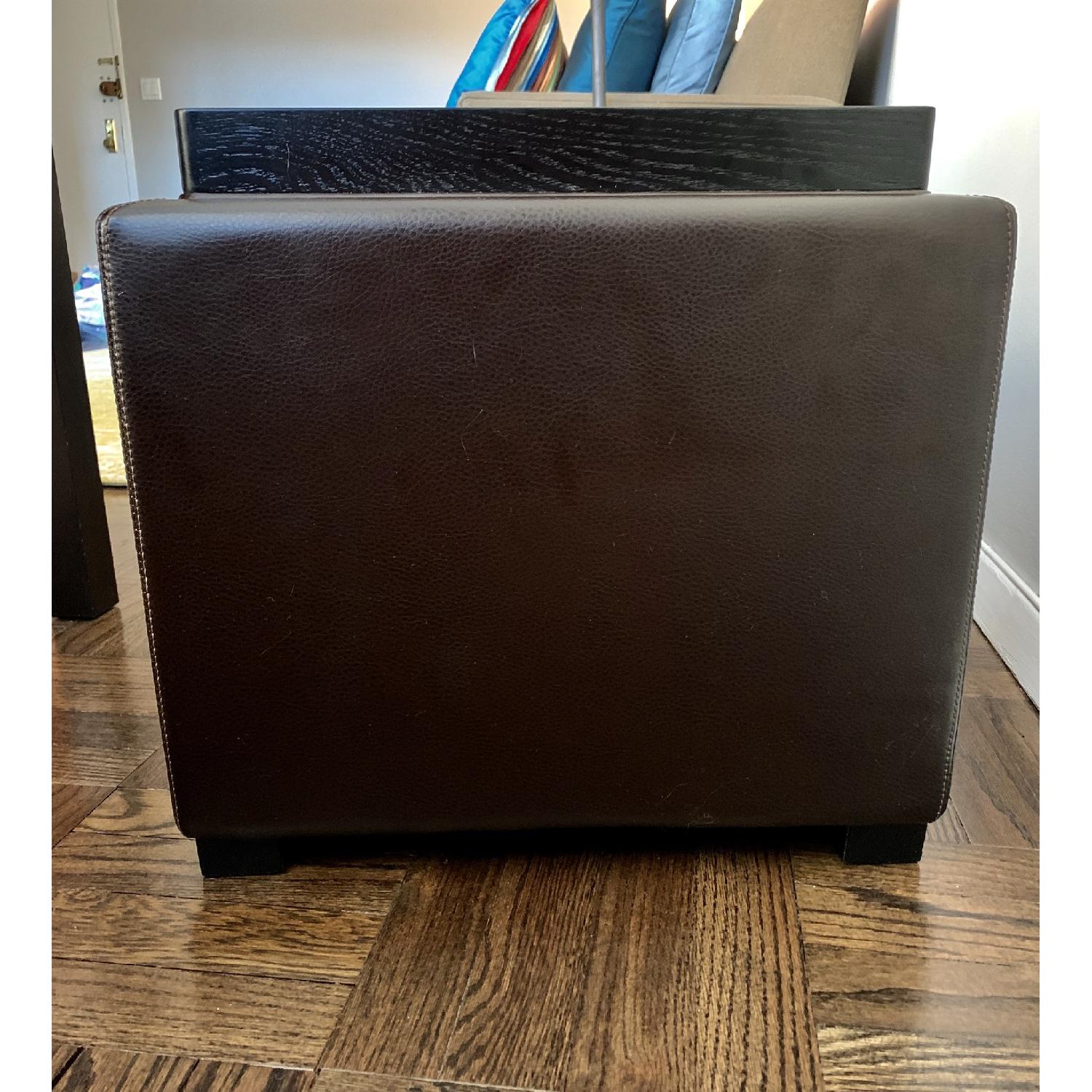 Crate & Barrel Stow Chocolate Leather Storage Ottoman - image-4