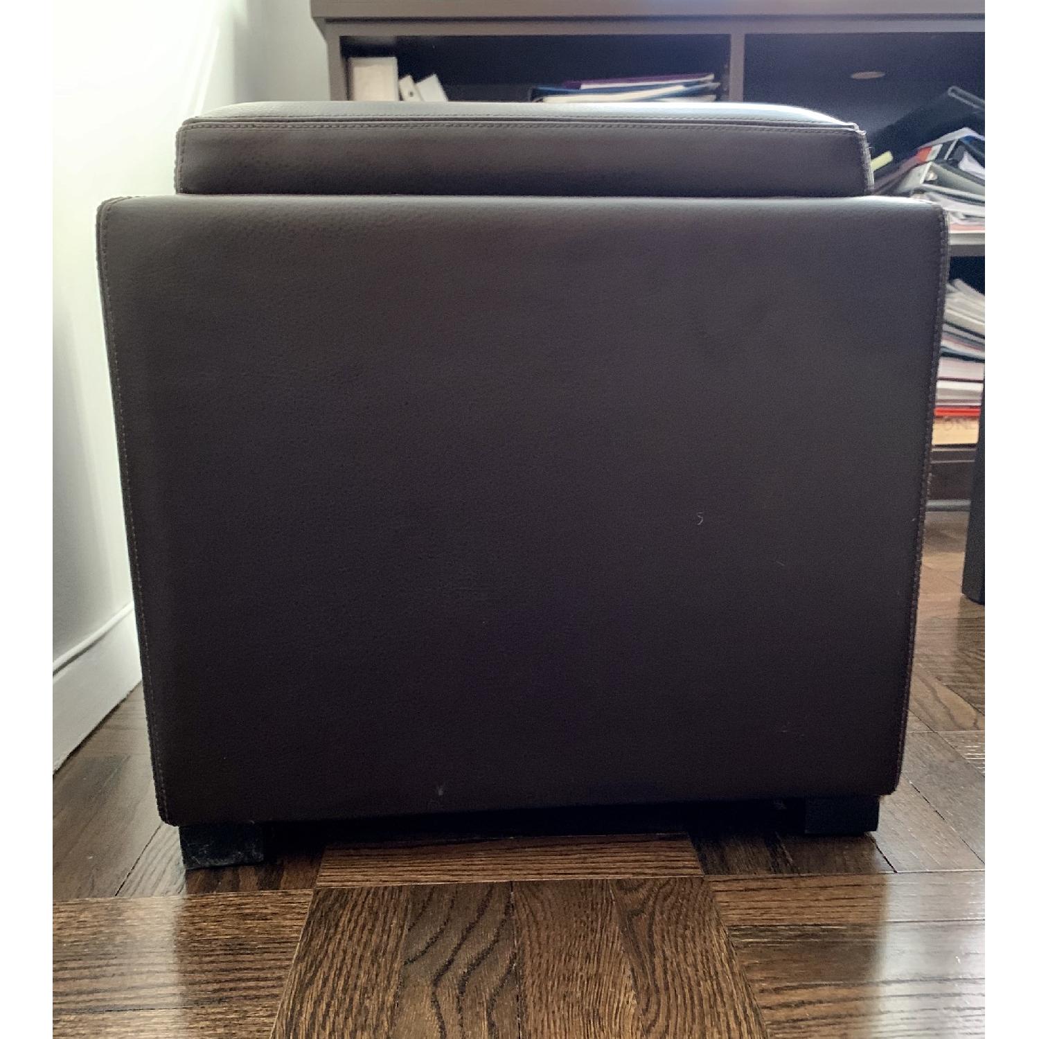 Crate & Barrel Stow Chocolate Leather Storage Ottoman - image-5