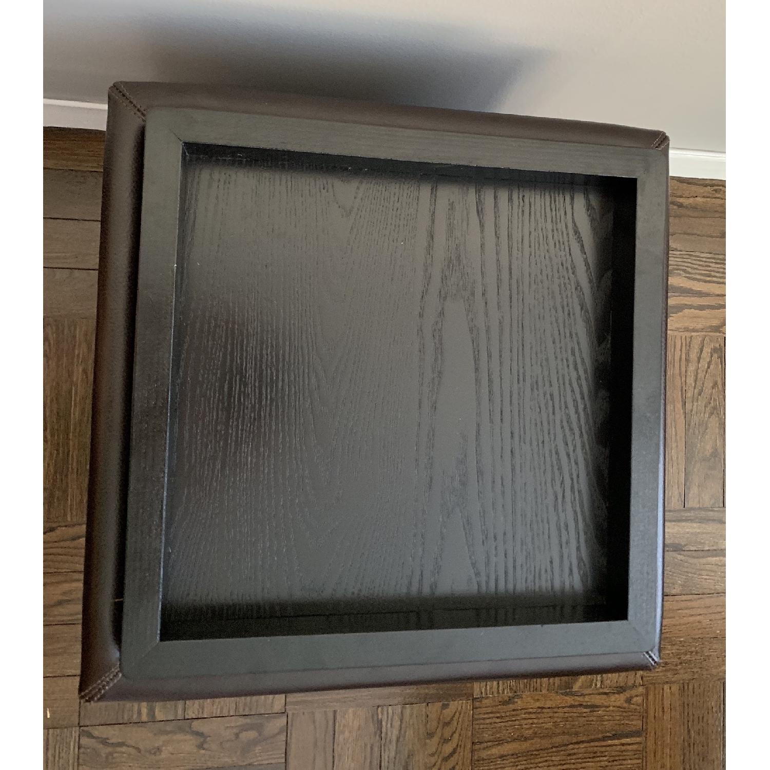 Crate & Barrel Stow Chocolate Leather Storage Ottoman - image-8