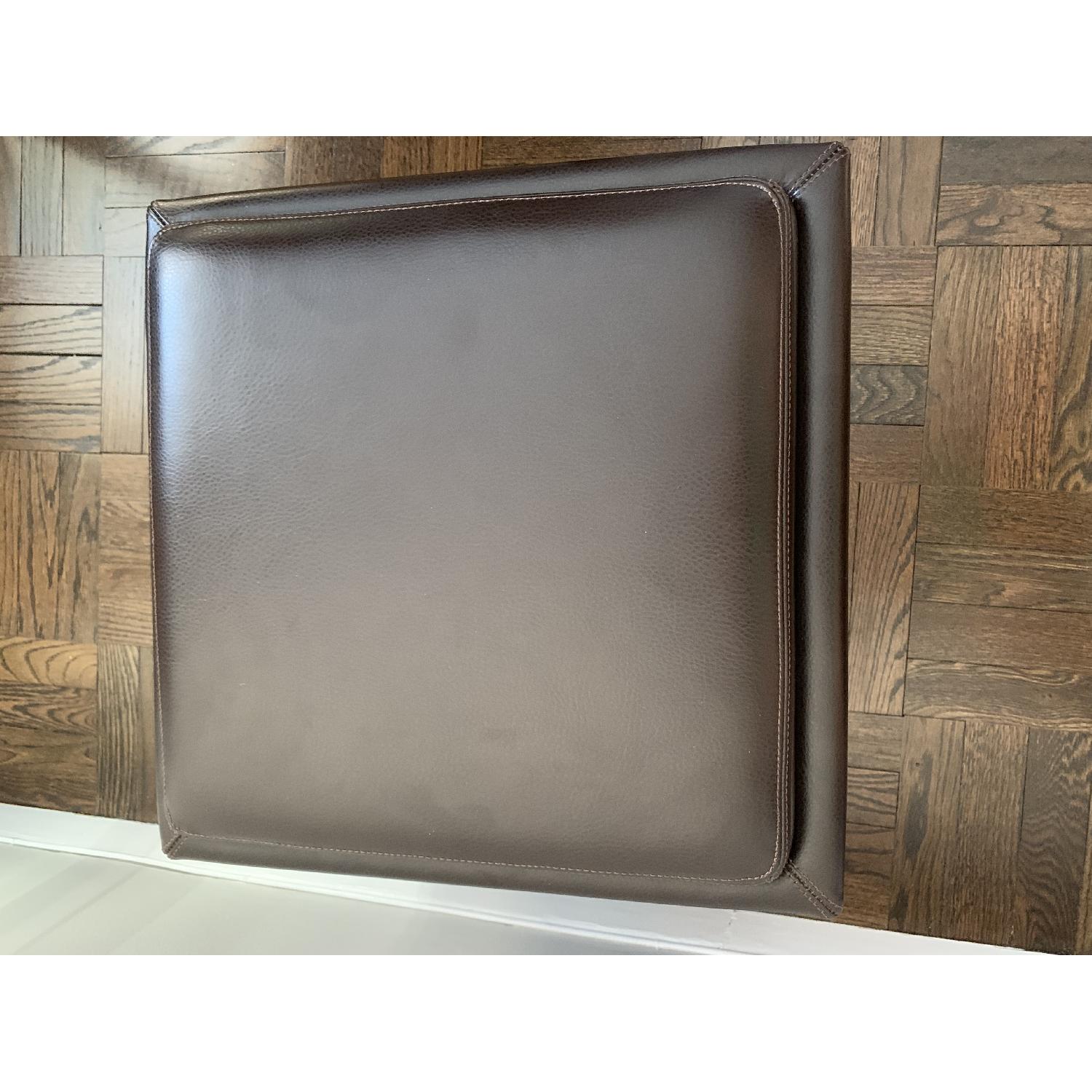 Crate & Barrel Stow Chocolate Leather Storage Ottoman - image-9