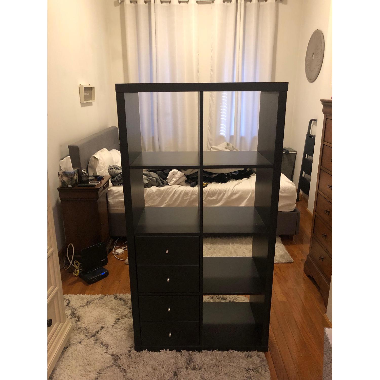 Ikea Kallax Dark Brown Bookshelf w/ 4 Drawer Storage - image-1