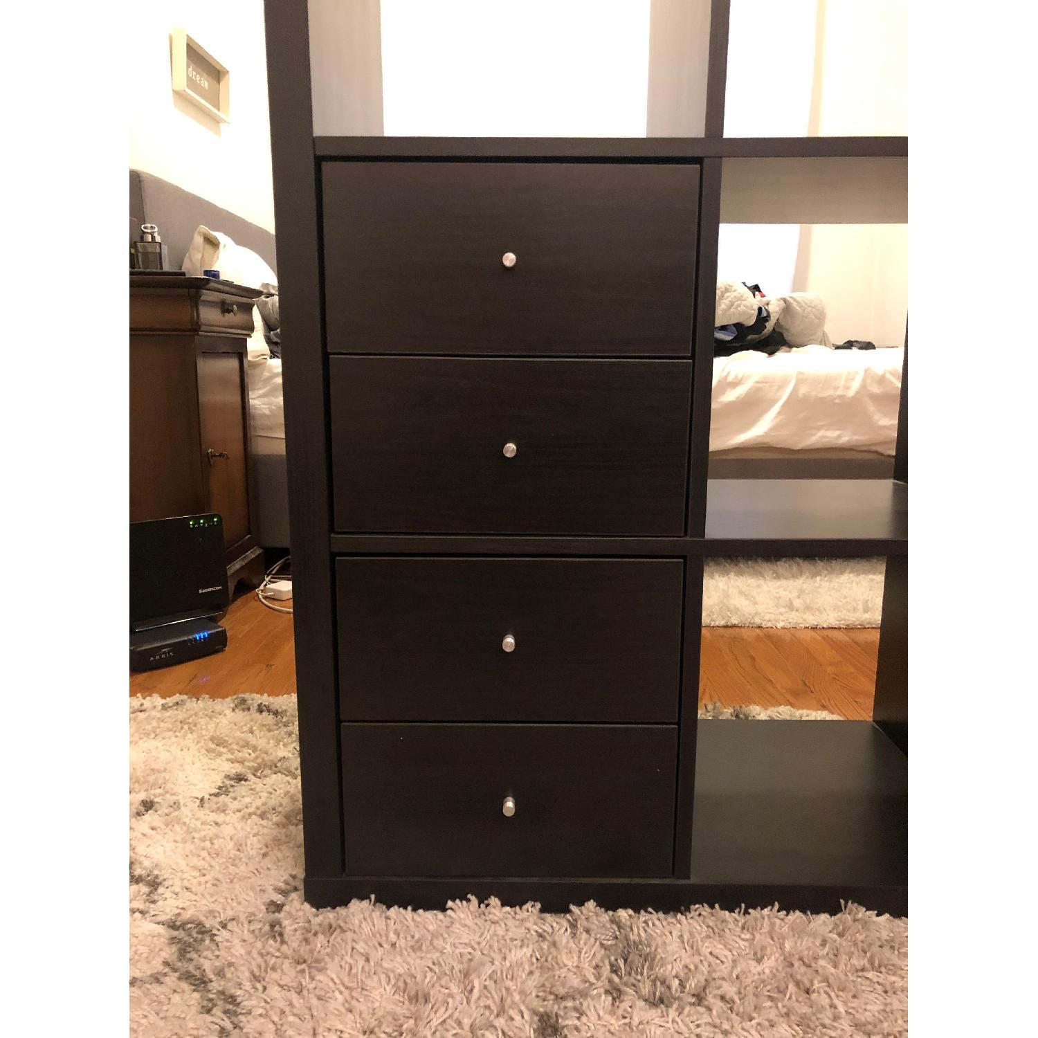 Ikea Kallax Dark Brown Bookshelf w/ 4 Drawer Storage - image-5