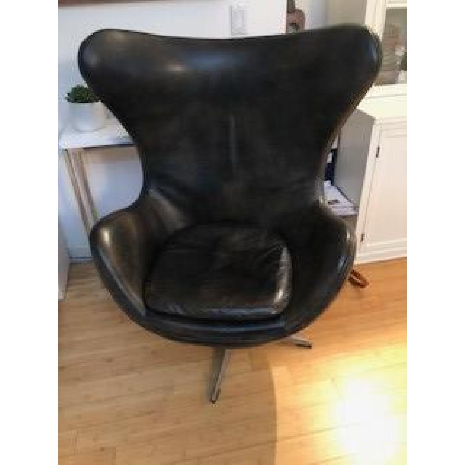 Restoration Hardware Leather Swivel Chair - image-2