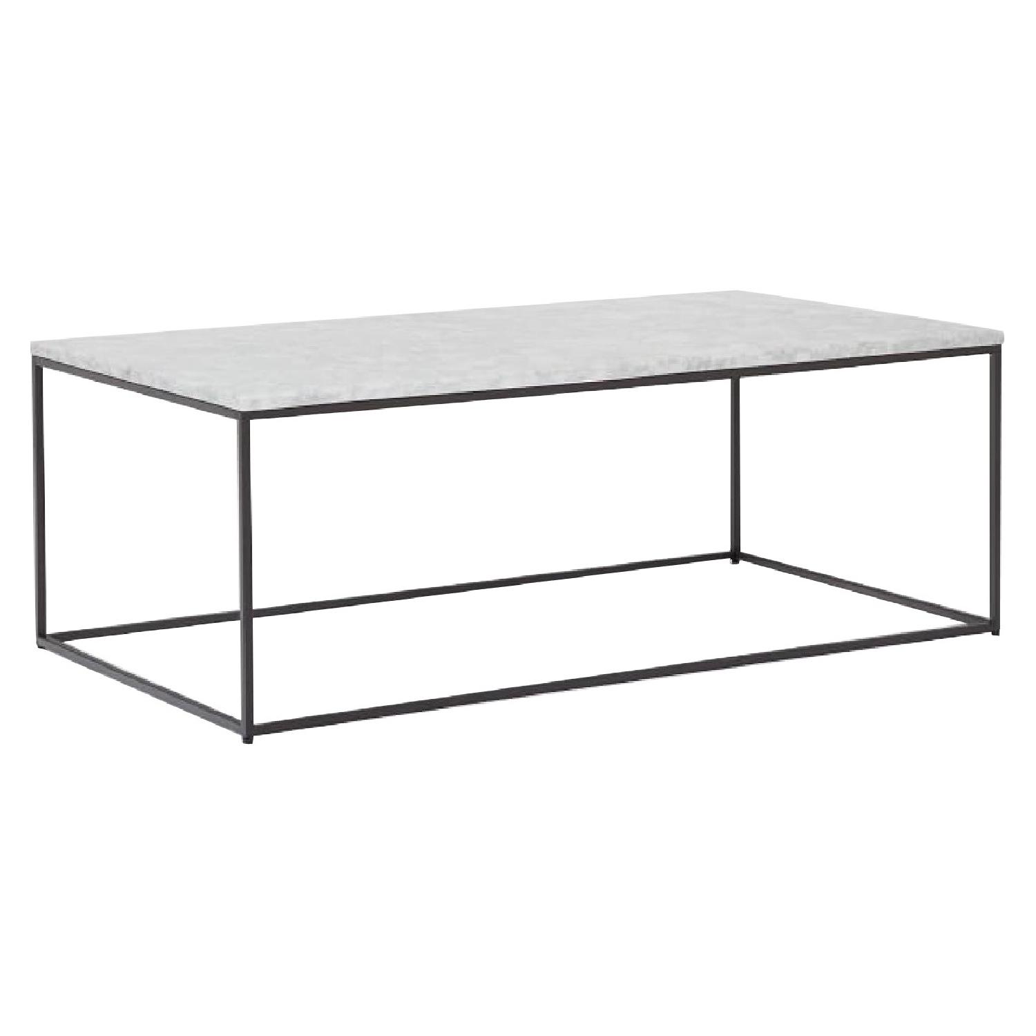 West Elm Streamline Coffee Table White Marble AptDeco