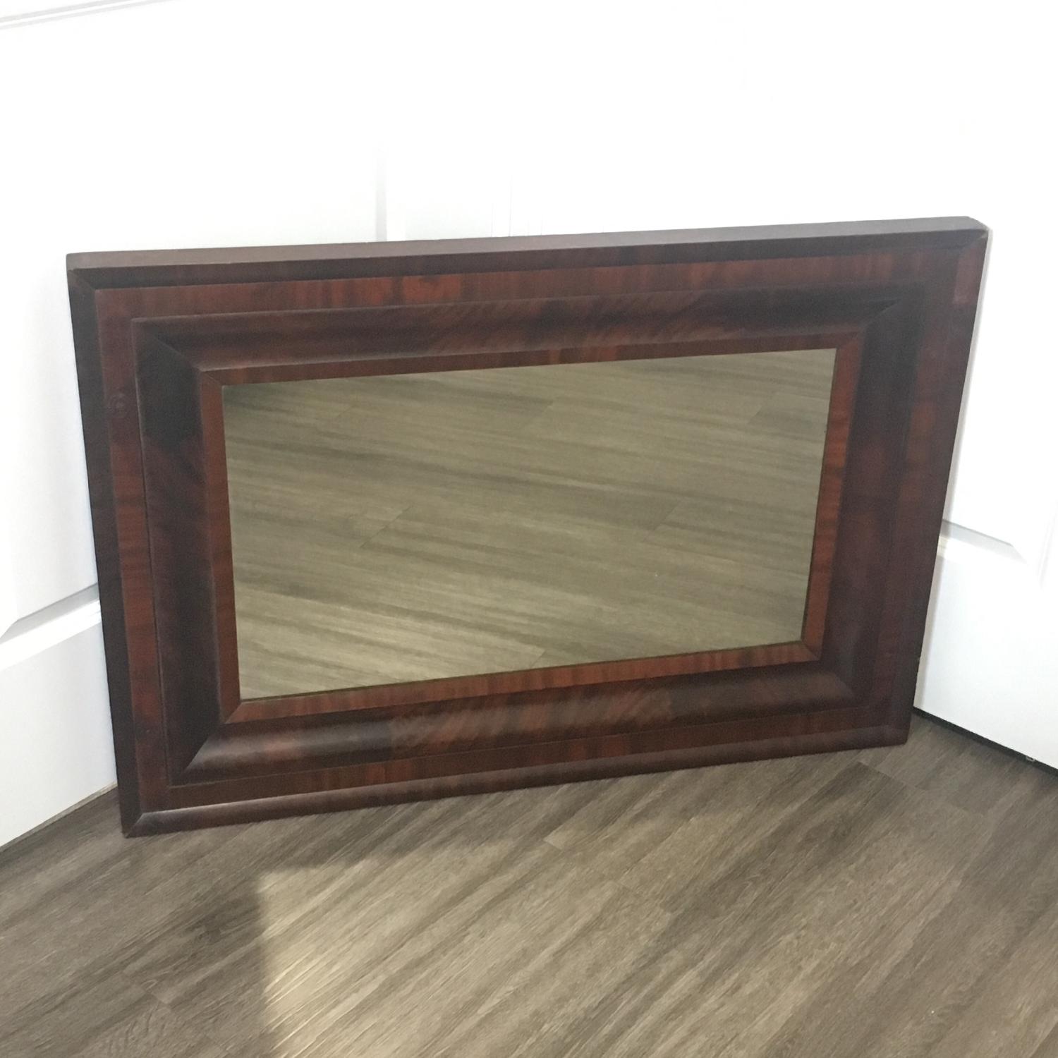 Wall Mirror w/ Dark Beveled Wood Frame - image-1
