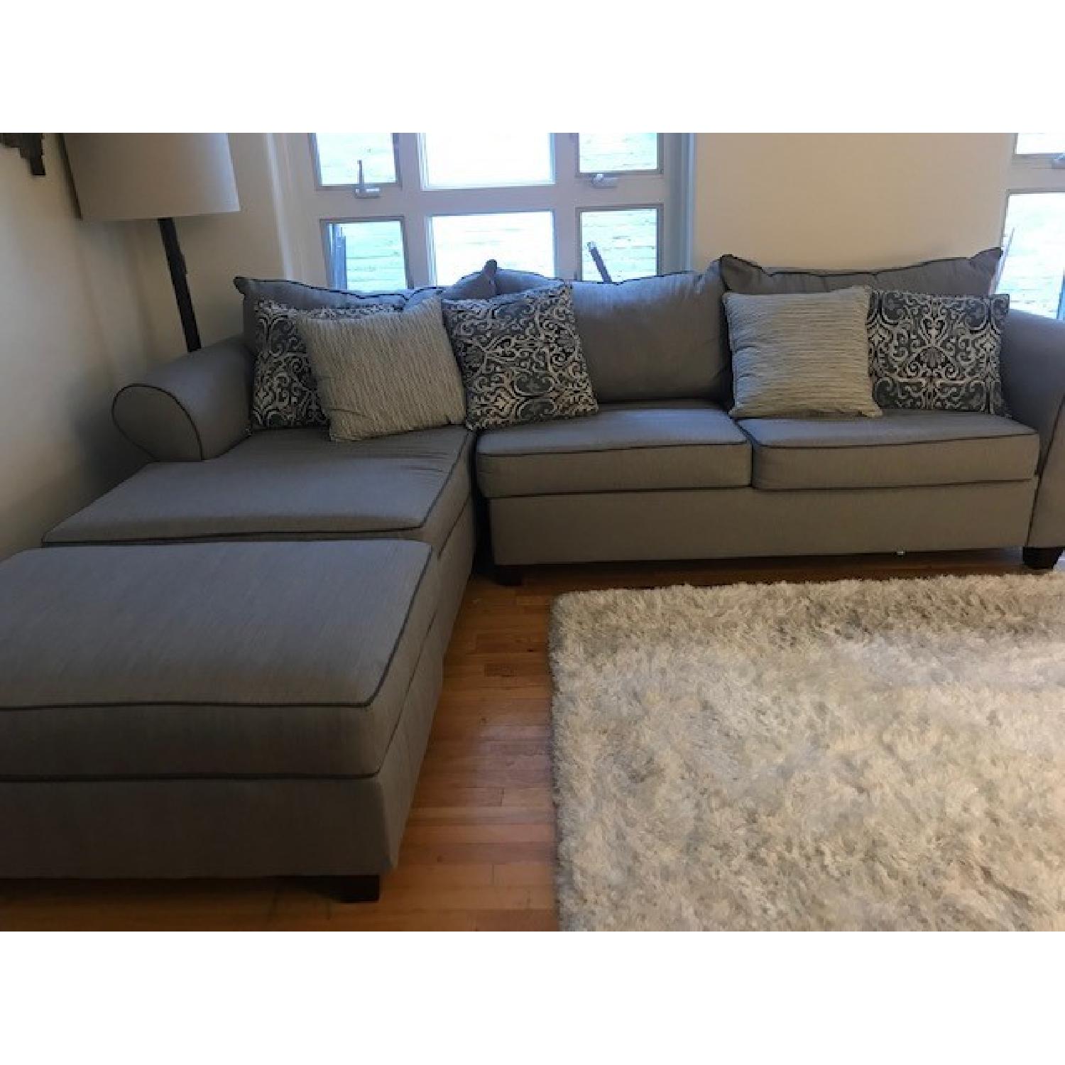 Bob's Ashton Sleeper Sectional w/ Storage Ottoman + Armchair - image-1