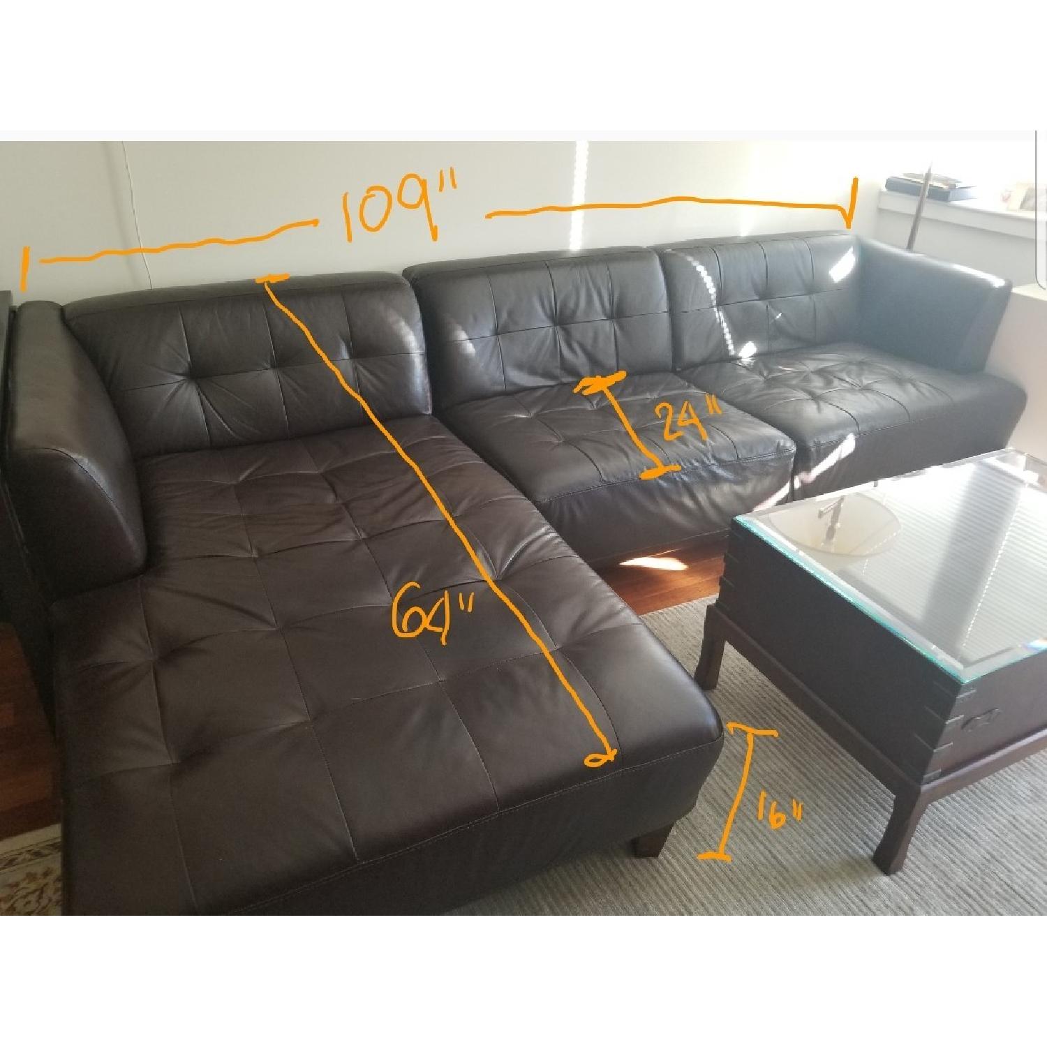 Macy's Brown Leather Sectional Sofa w/ Chaise AptDeco