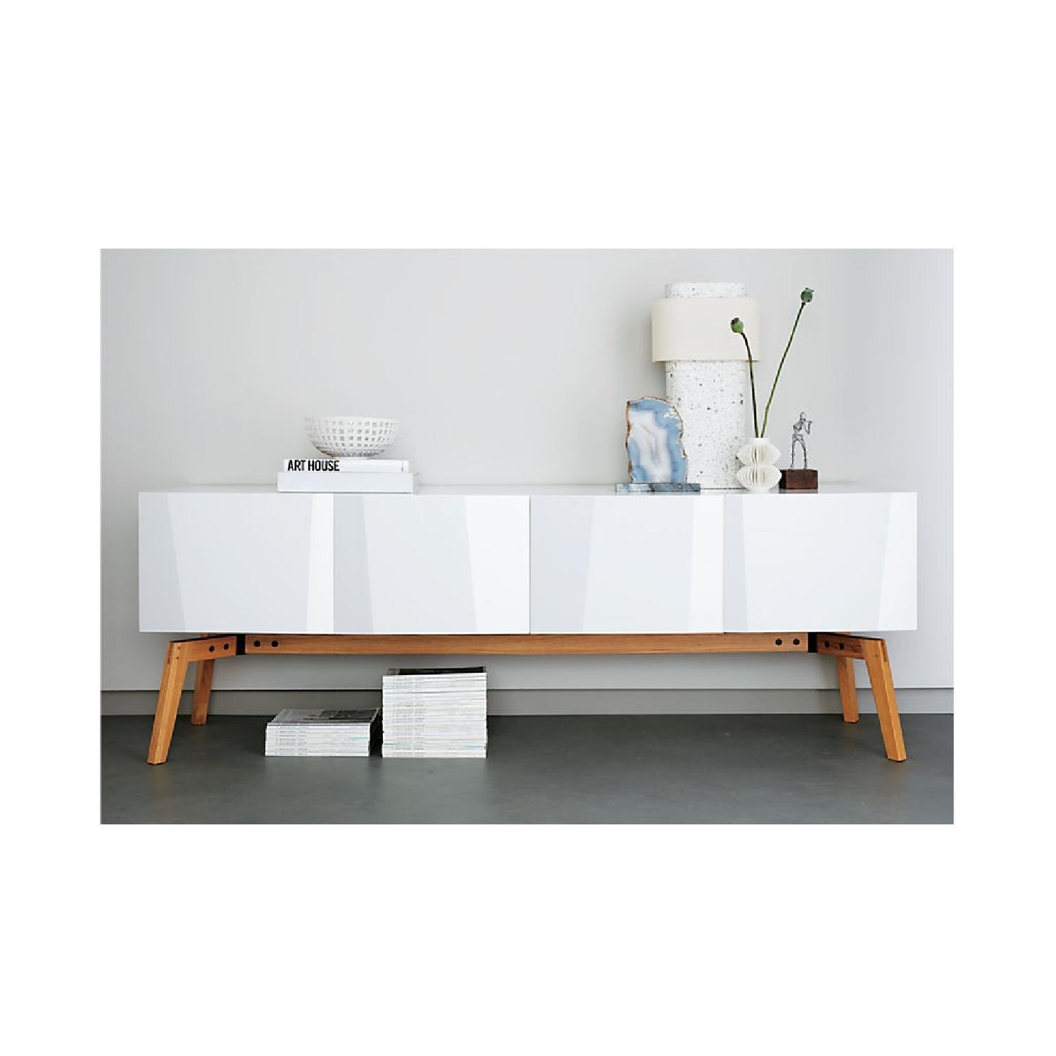 CB2 Alba Large White Lacquer Credenza AptDeco