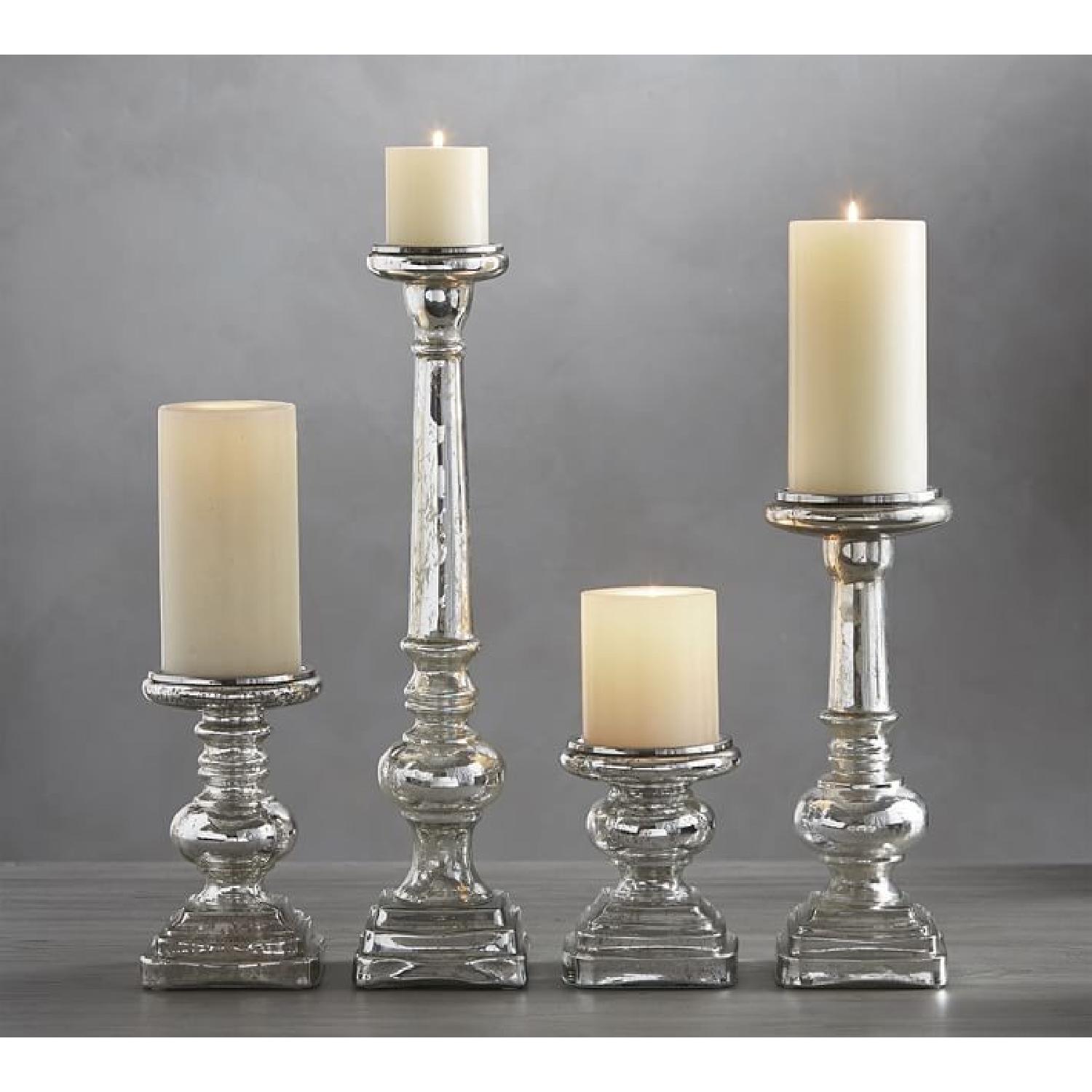 Pottery Barn Antique Mercury Glass Pillar Candle Holders - image-1
