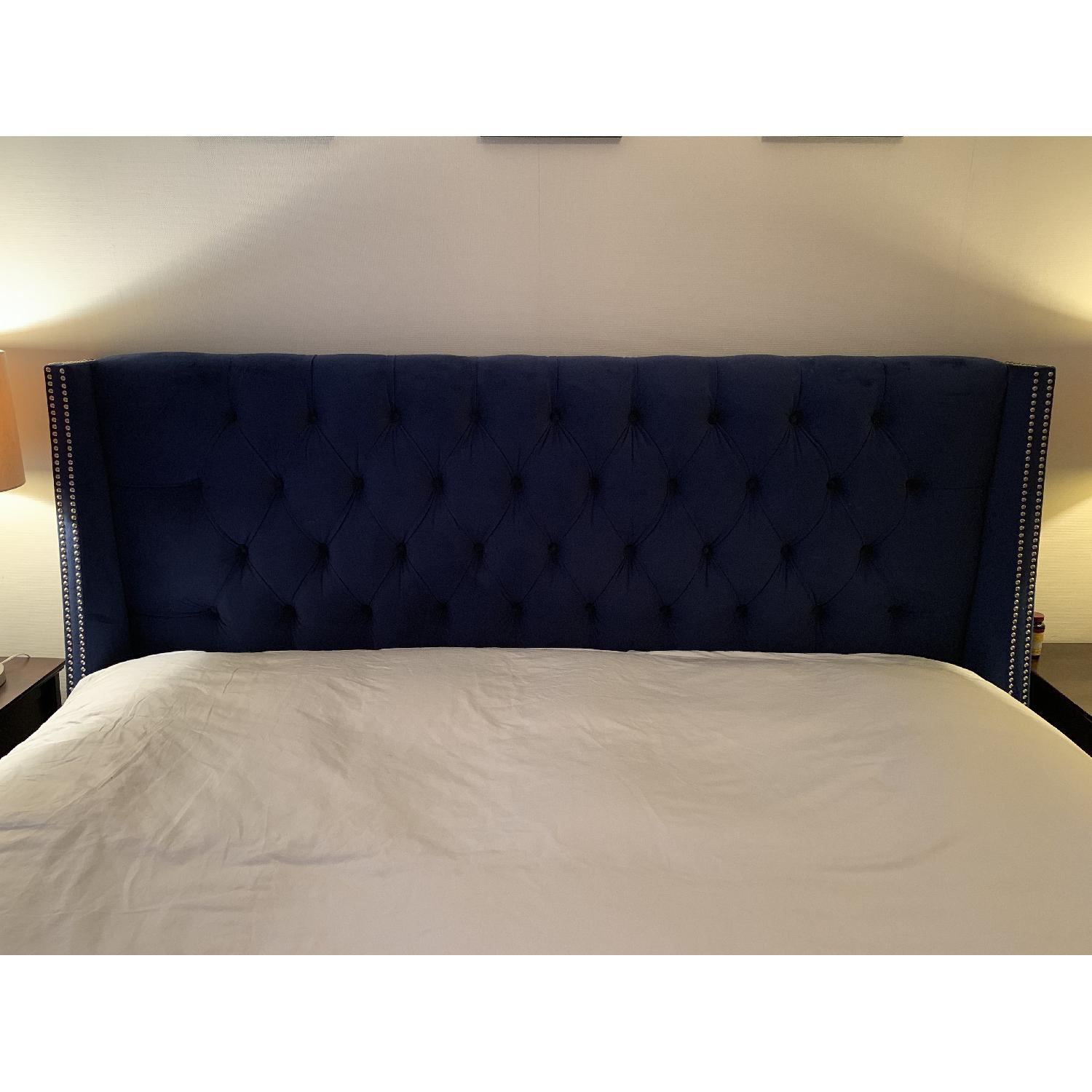 Skyline Diamond Tufted Nail Button Wingback Headboard - image-1