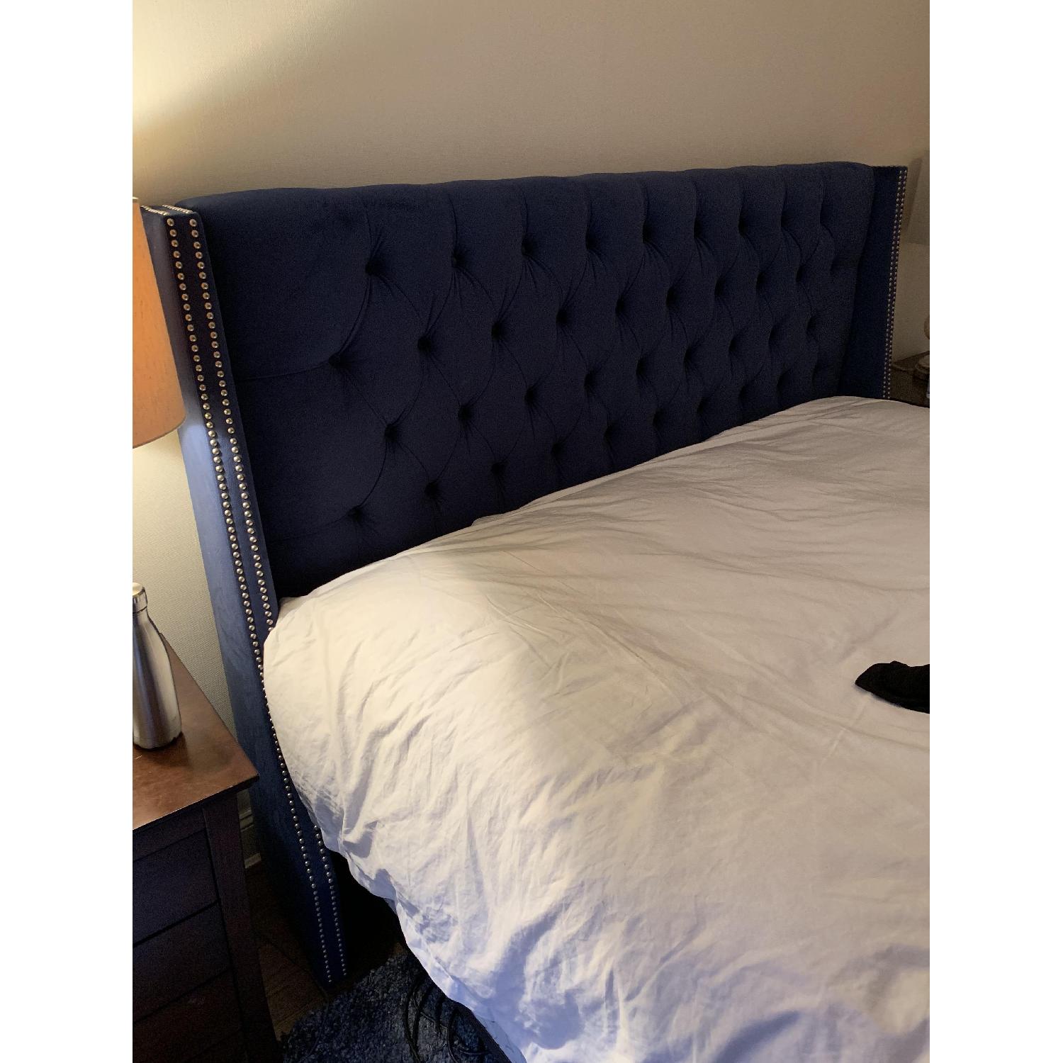 Skyline Diamond Tufted Nail Button Wingback Headboard - image-2
