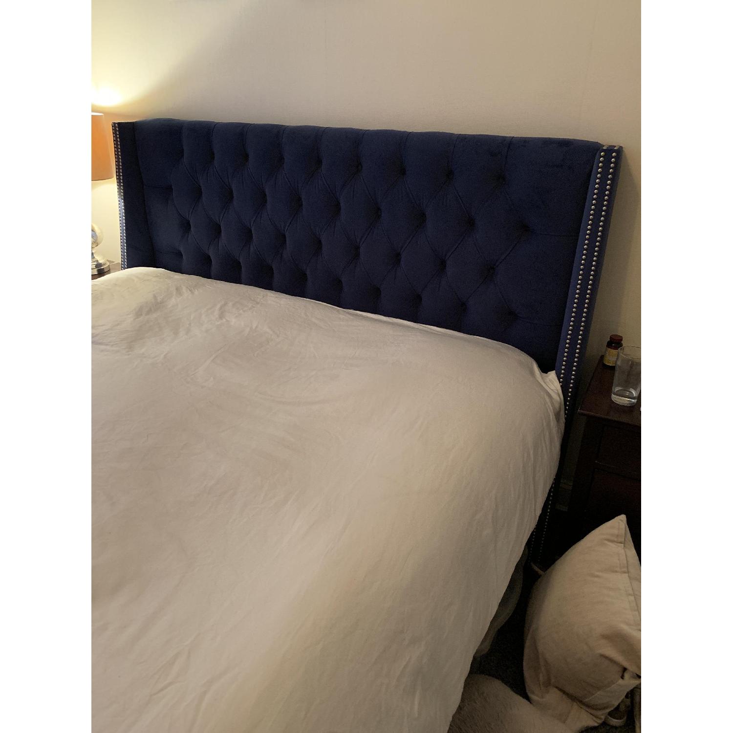 Skyline Diamond Tufted Nail Button Wingback Headboard - image-3