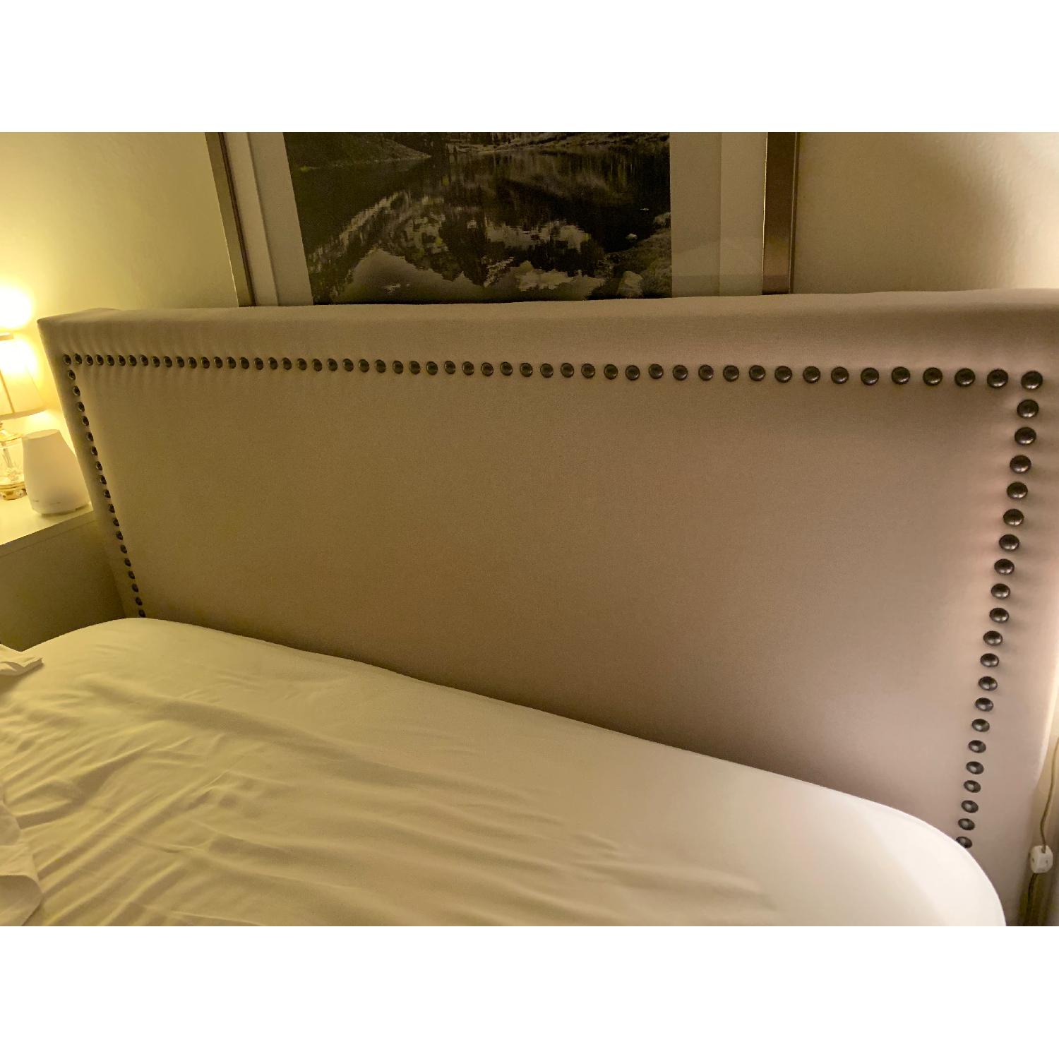 Zinus Upholstered Nailhead Trim Platform Bed w/ Wood Slats - image-4