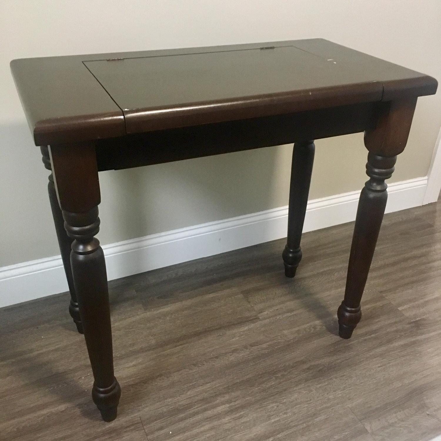 Gothic Cabinet Craft Dark Wood Vanity Table - AptDeco