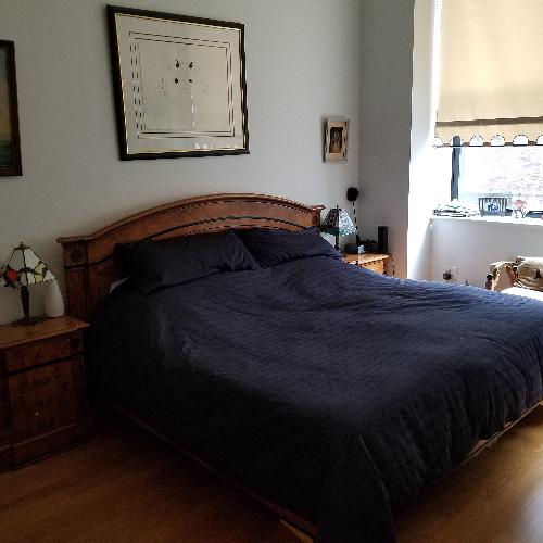 Used Burl Wood King Size Bed for sale on AptDeco