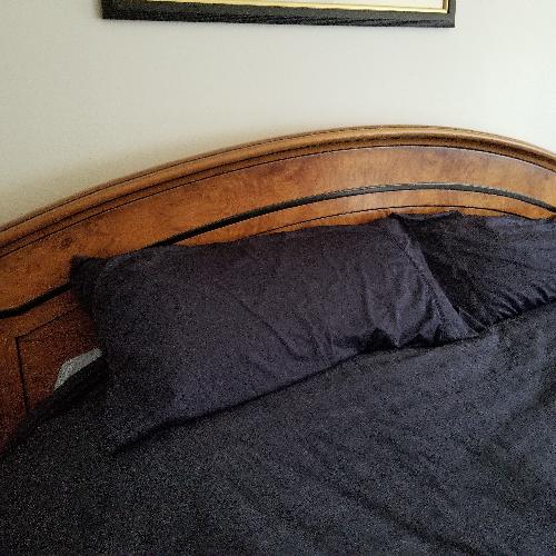 Used Burl Wood King Size Bed for sale on AptDeco