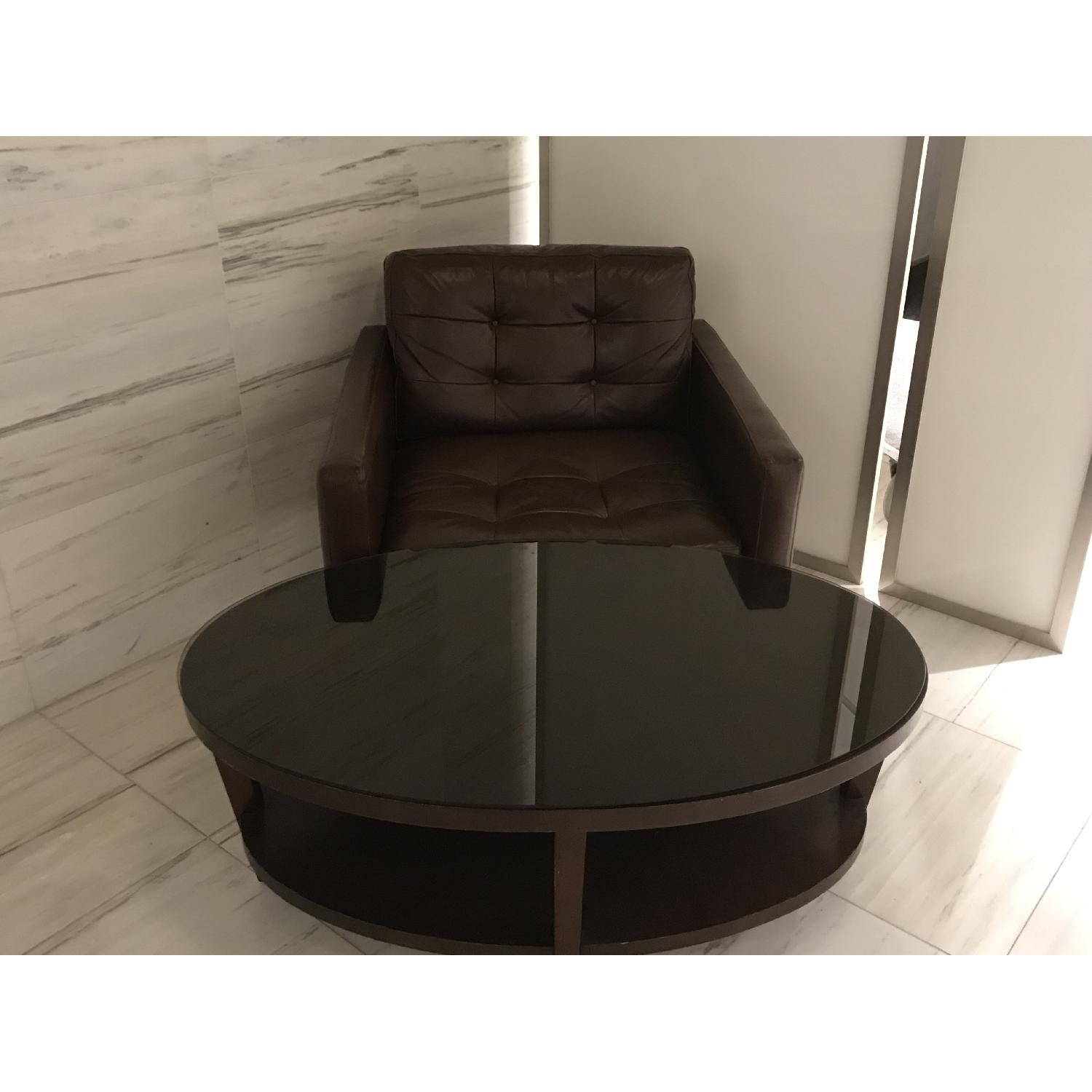 Crate & Barrel Petrie Mid-Century Leather Chairs - image-2