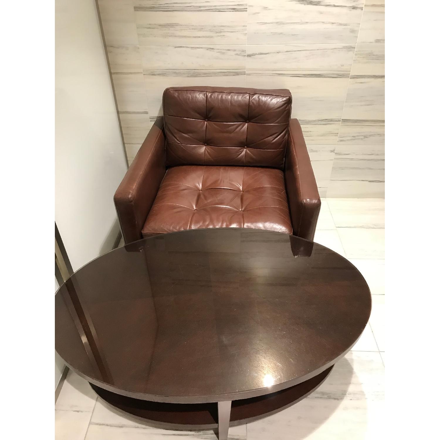 Crate & Barrel Petrie Mid-Century Leather Chairs - image-3