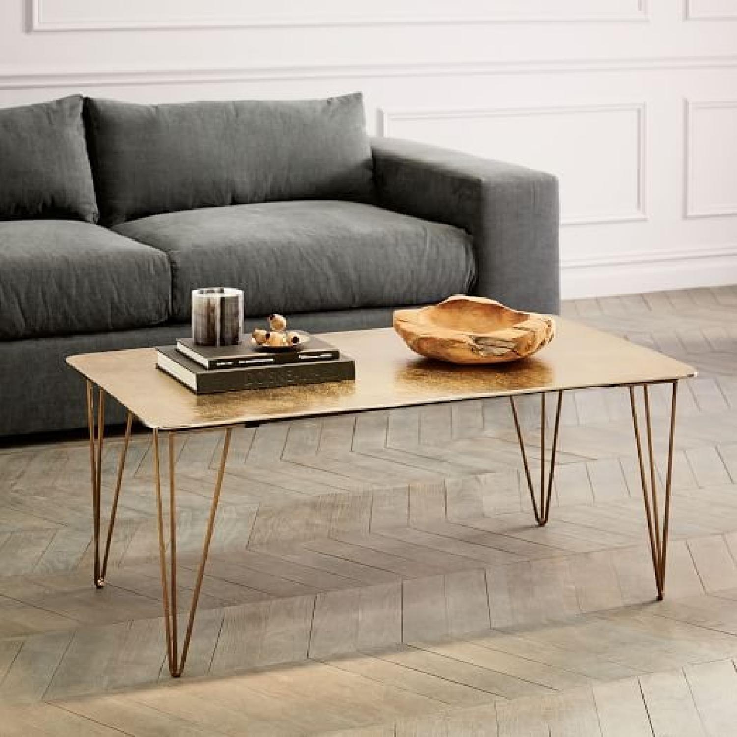 West Elm Hairpin Brass Plated Coffee Table - image-2
